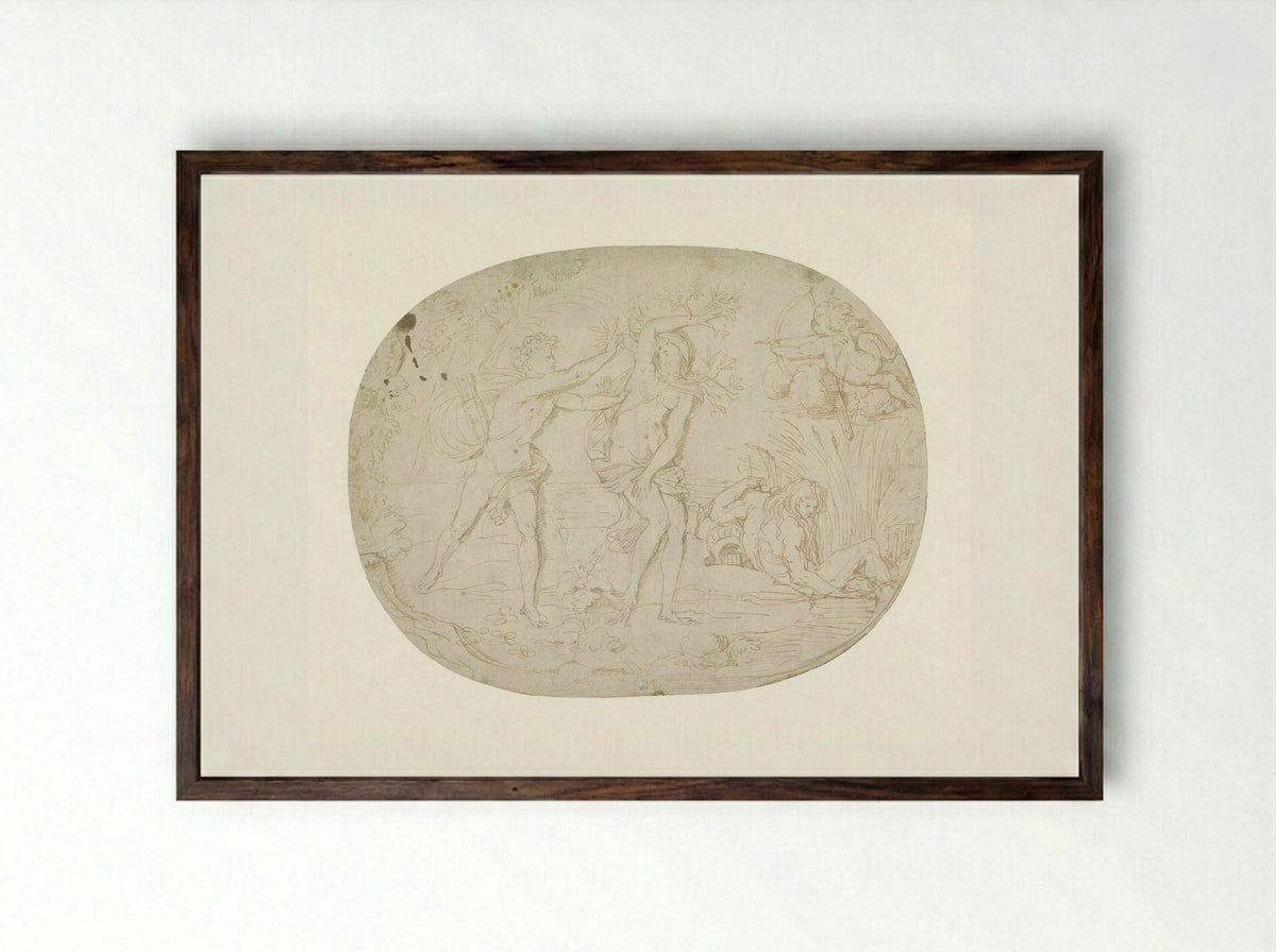 Apollo and Daphne - Jan Claudius de Cock - Framed Print Dark Wood