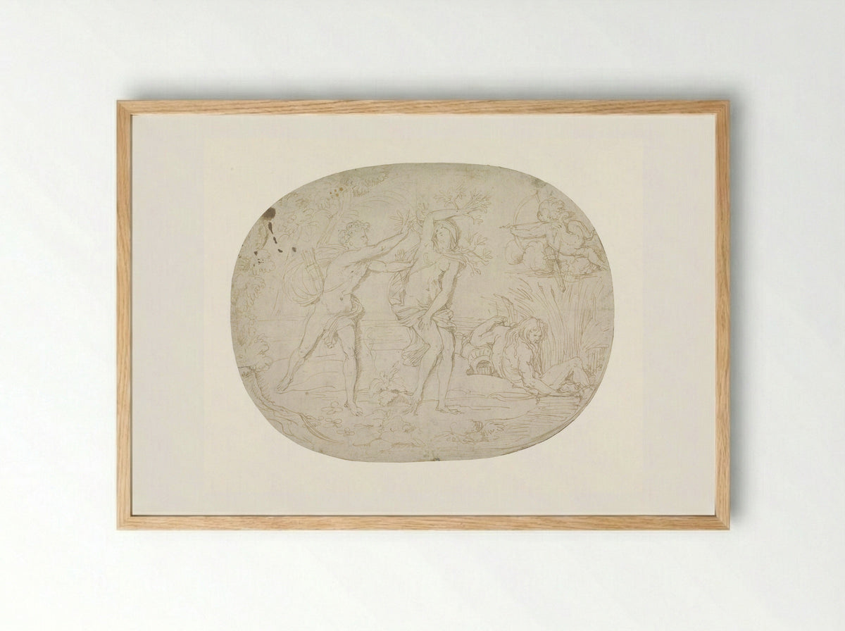 Apollo and Daphne - Jan Claudius de Cock - Framed Print Wood