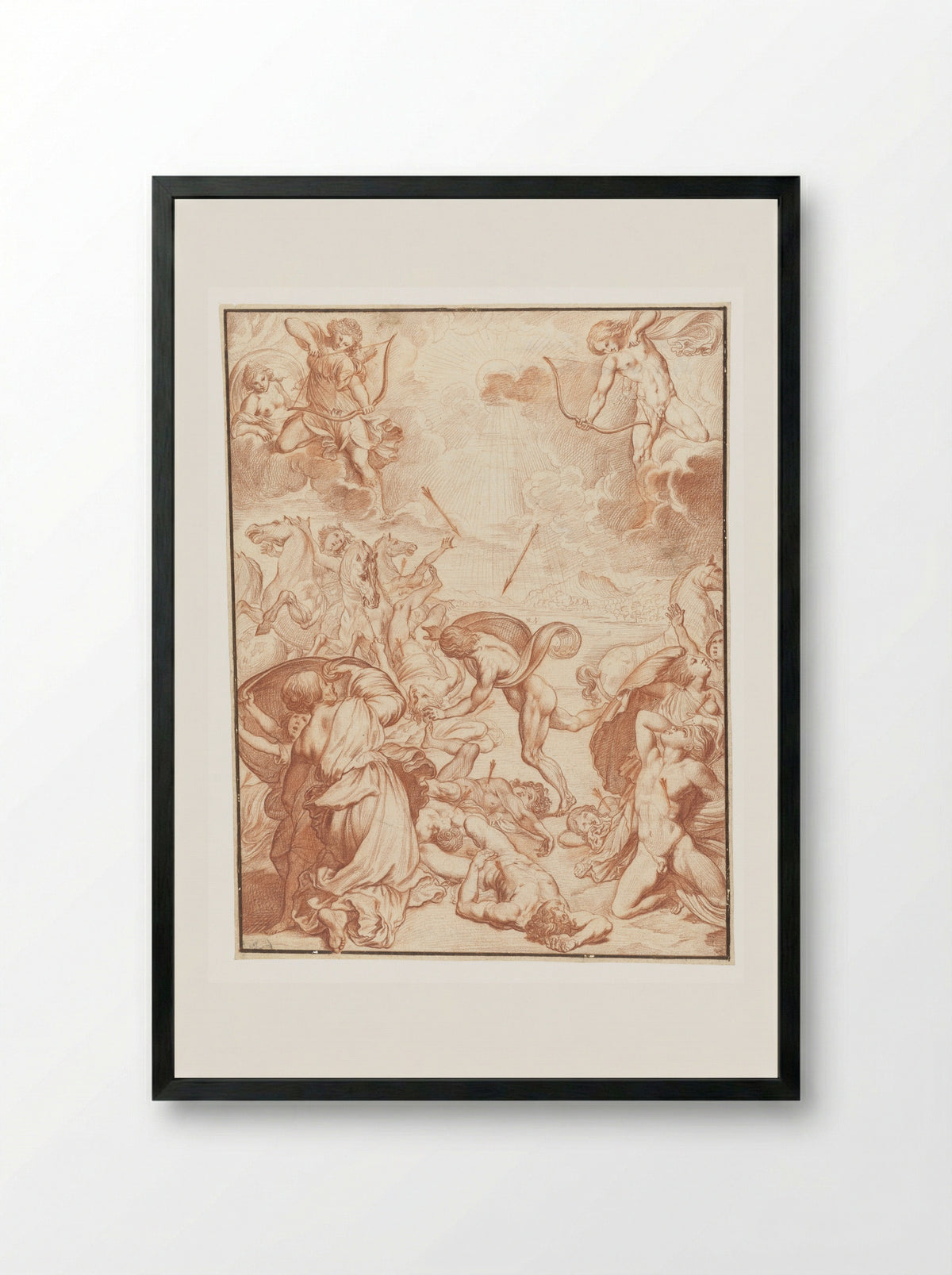 Apollo and Diana Slaying the Children of Niobe - Ludovicus Finsonius - Framed Print Black