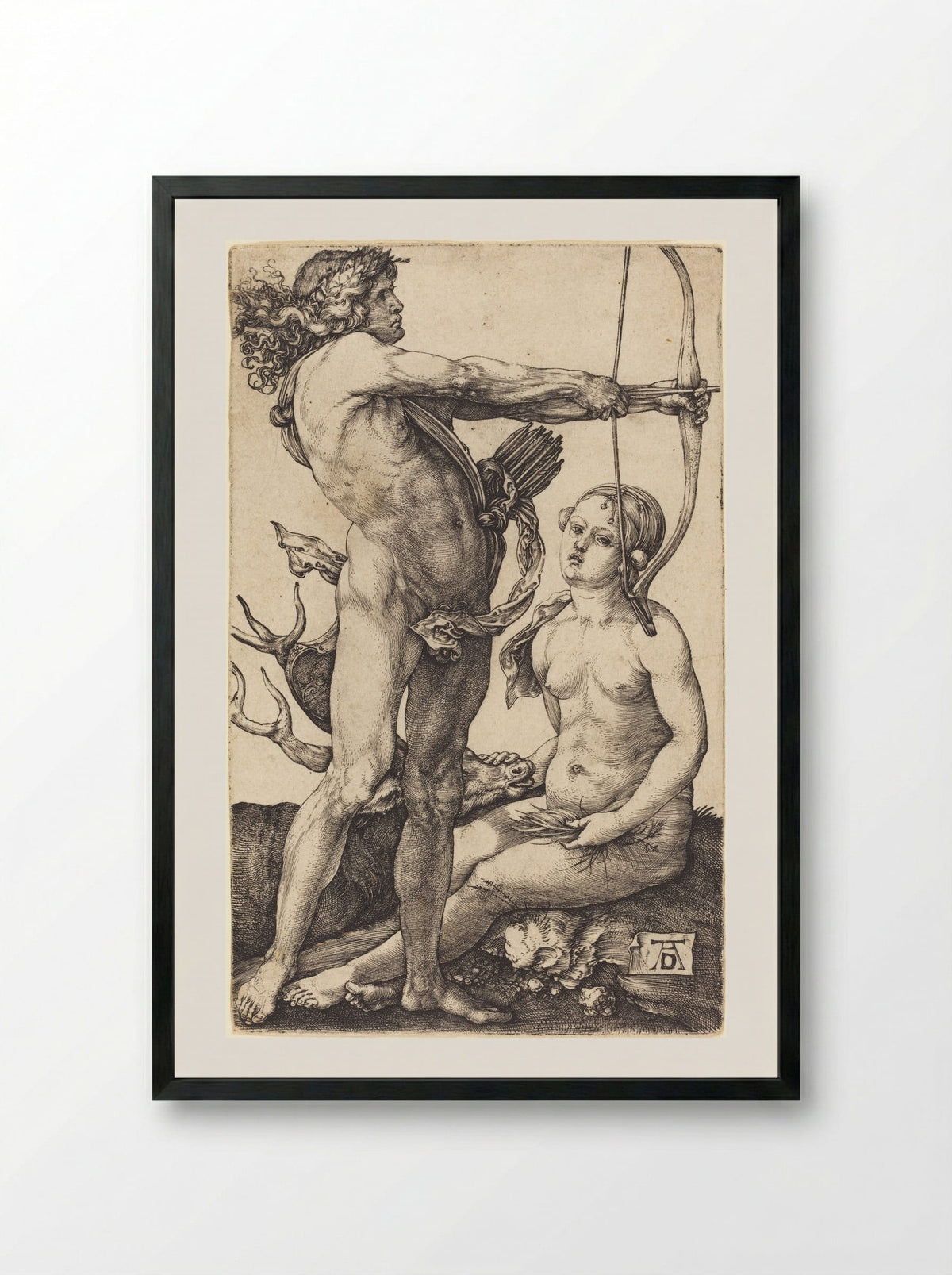 Apollo and Diana - Albrecht Dürer - Framed Print Black
