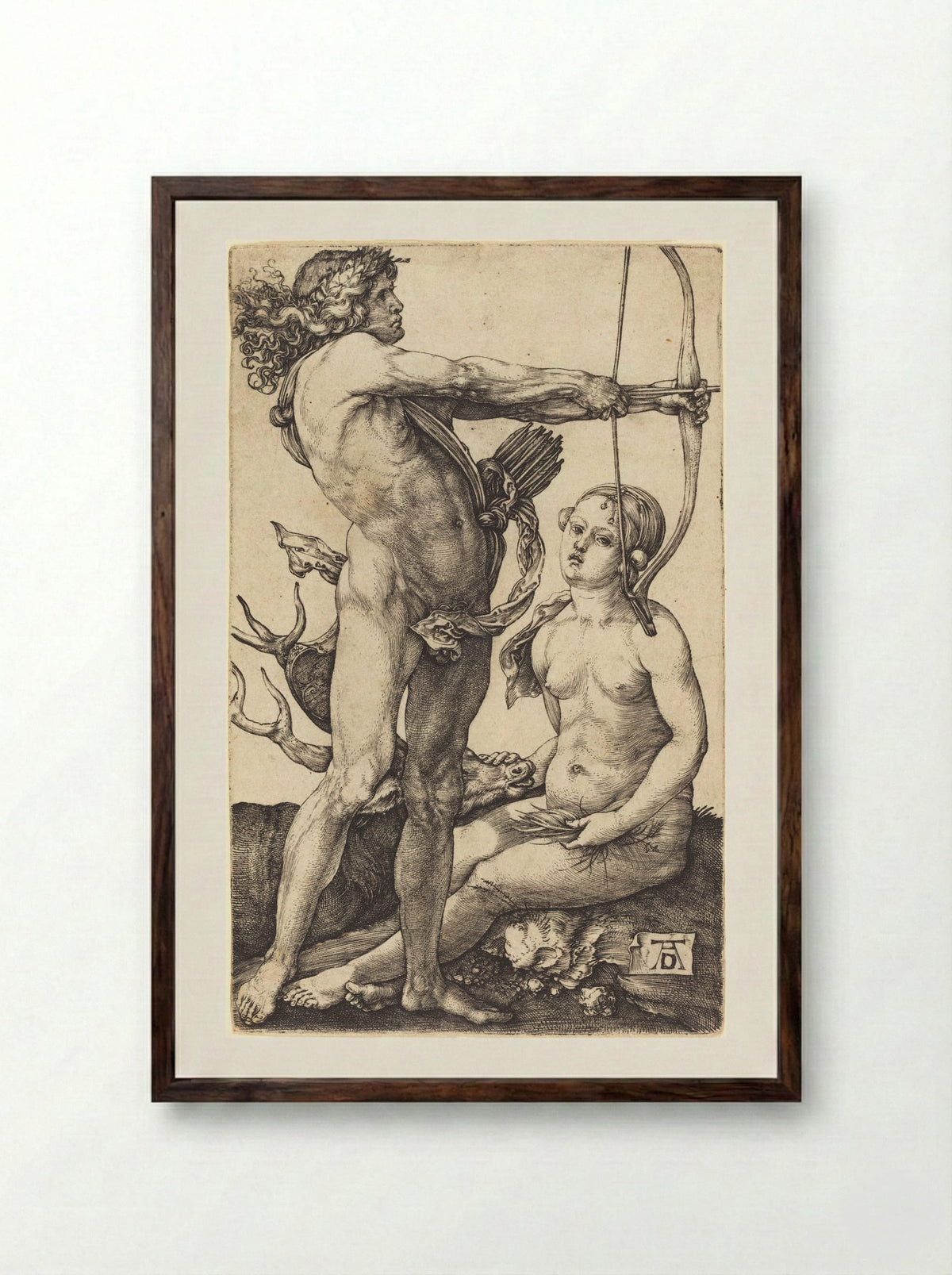 Apollo and Diana - Albrecht Dürer - Framed Print Dark Wood
