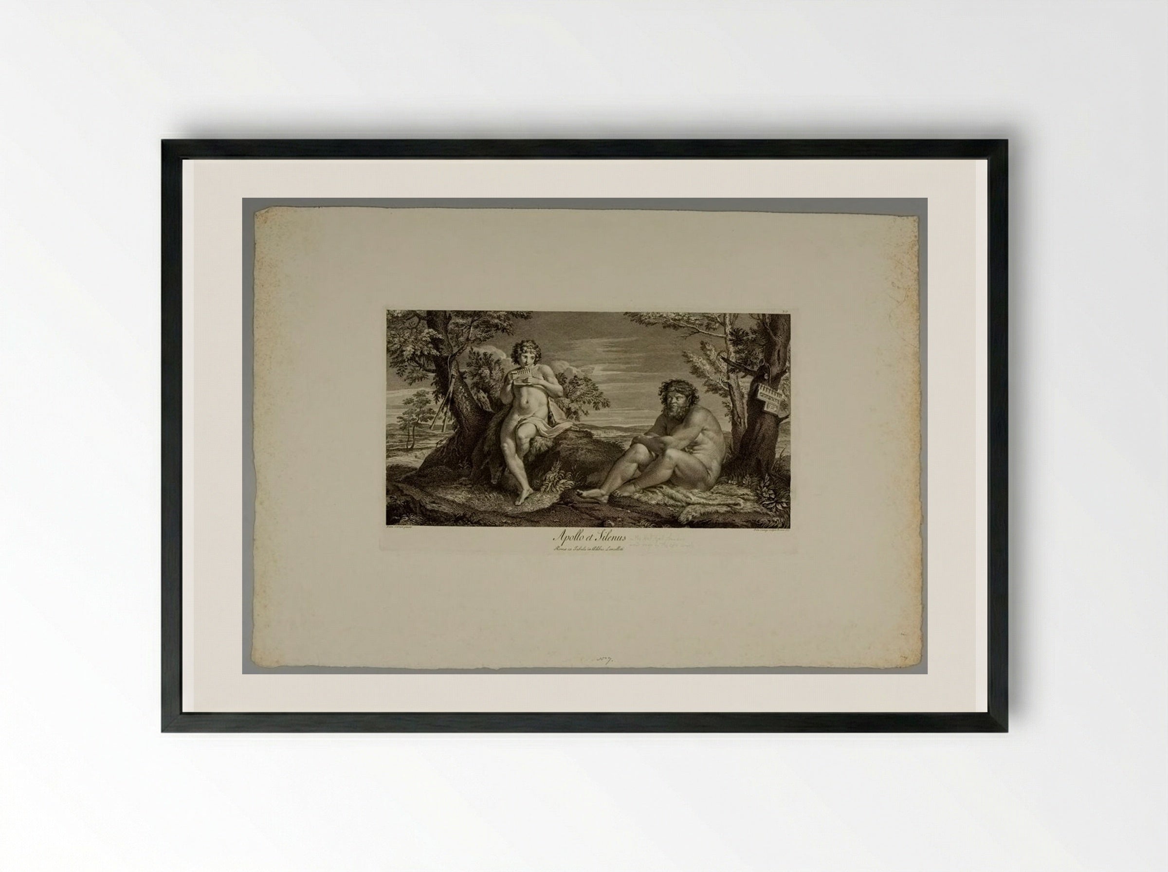 Apollo and Silenus - Domenico Cunego - Framed Print Black
