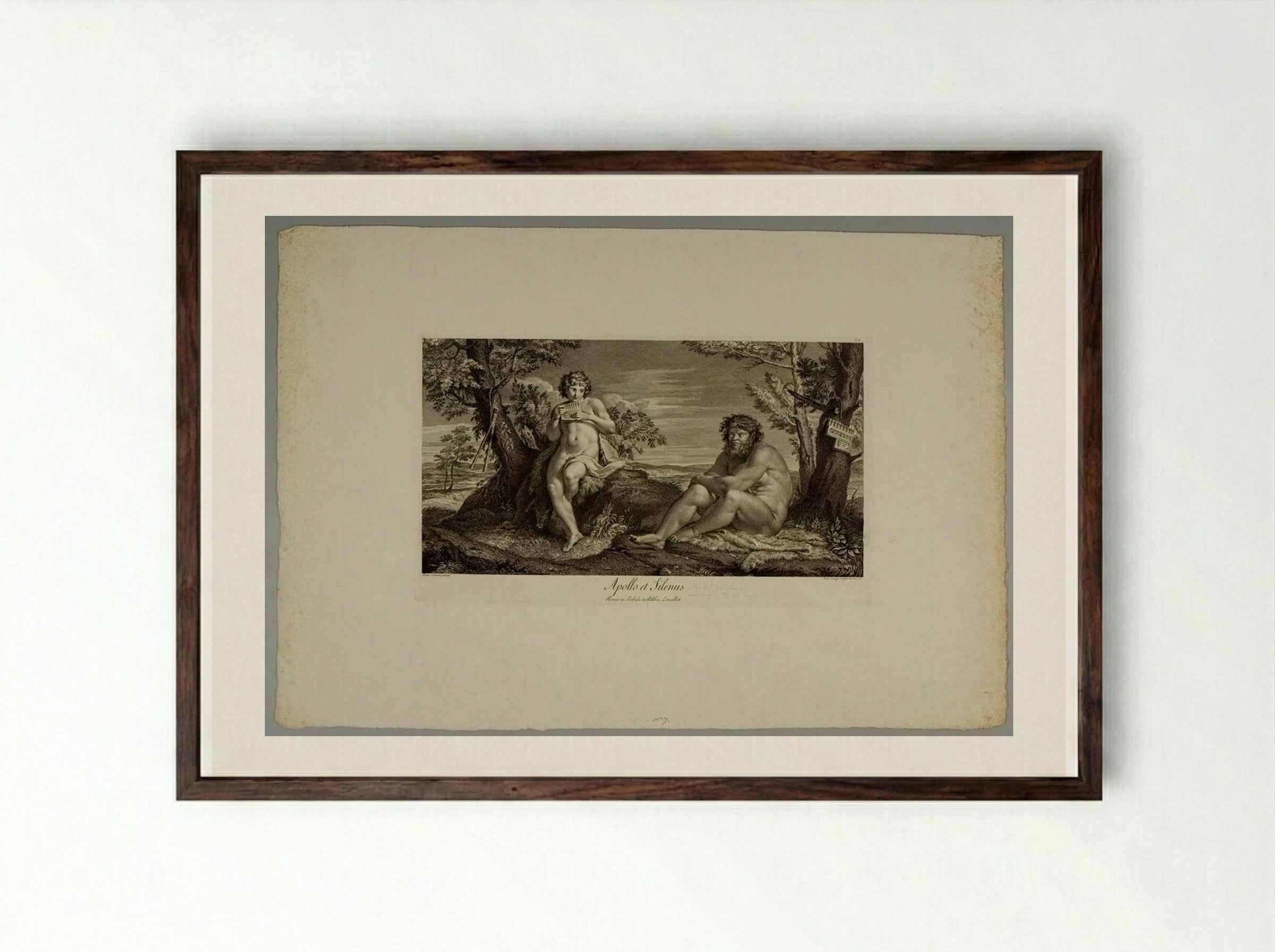 Apollo and Silenus - Domenico Cunego - Framed Print Dark Wood