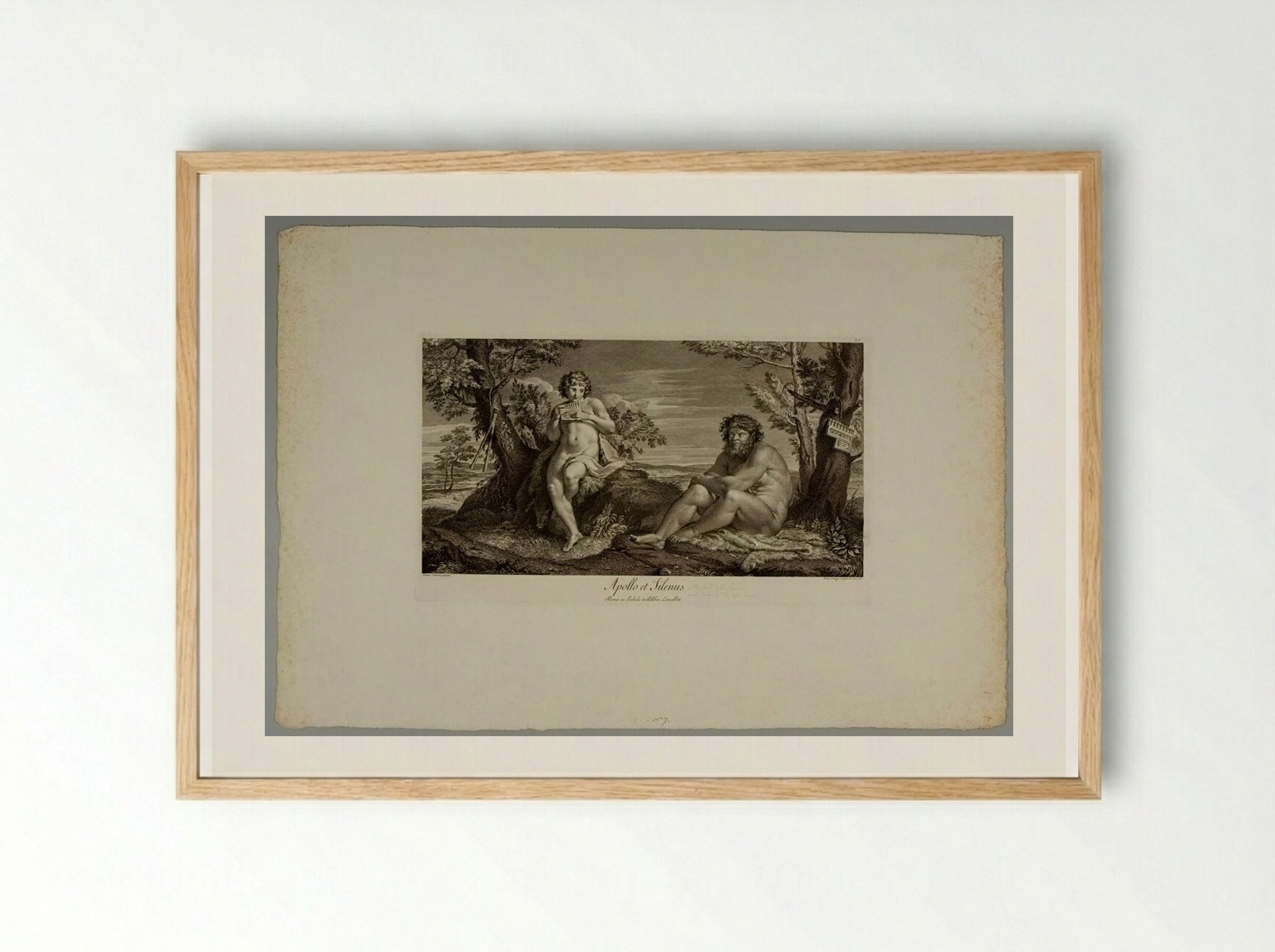 Apollo and Silenus - Domenico Cunego - Framed Print Wood