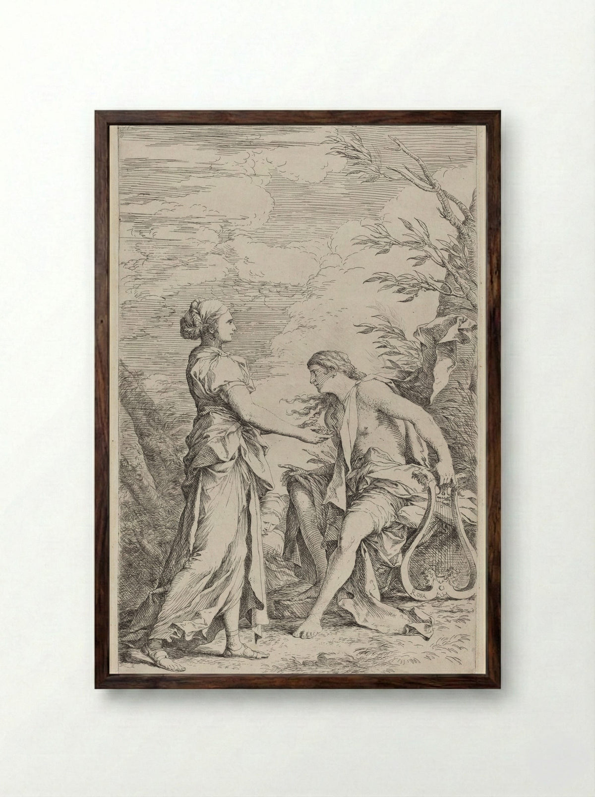 Apollo and the Cumaean Sibyl - Salvator Rosa - Framed Print Dark Wood
