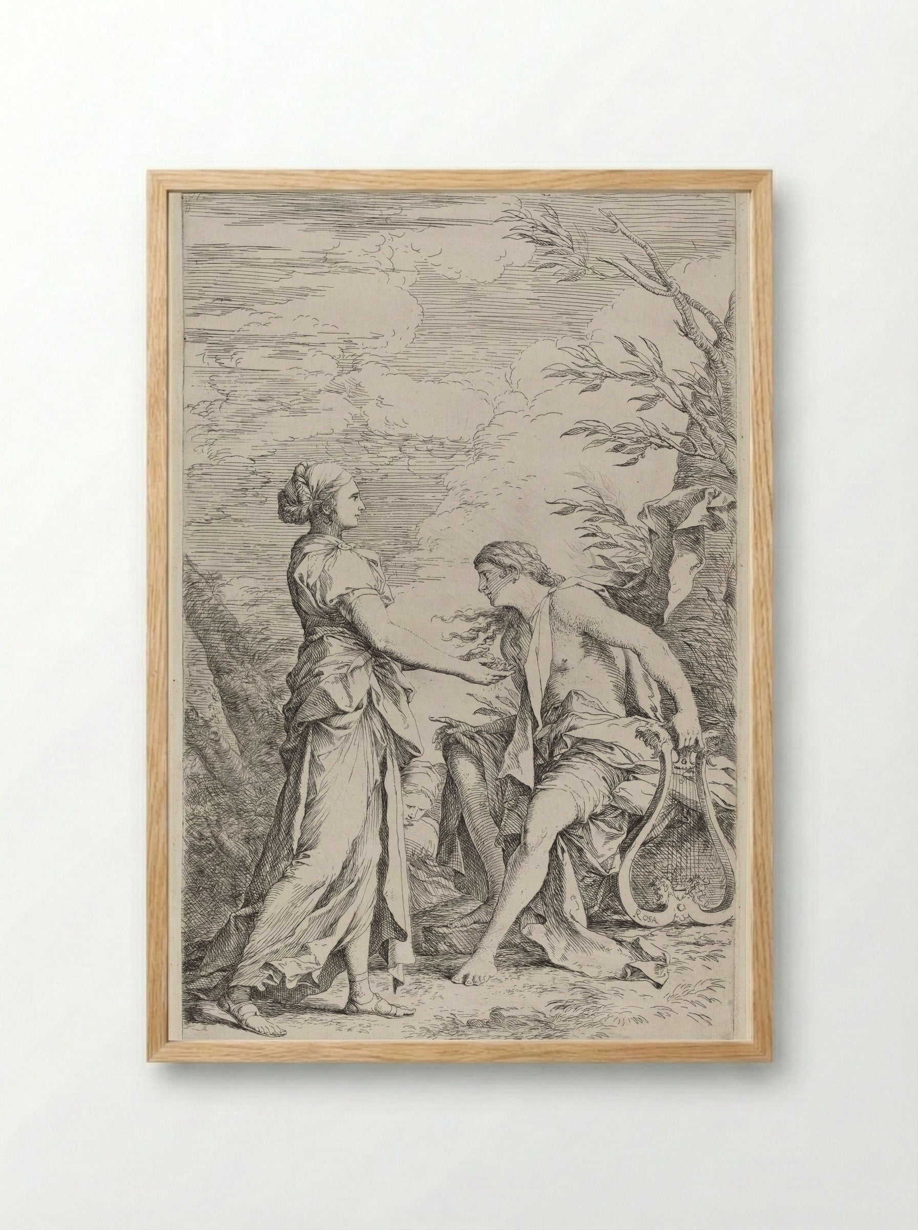 Apollo and the Cumaean Sibyl - Salvator Rosa - Framed Print Wood