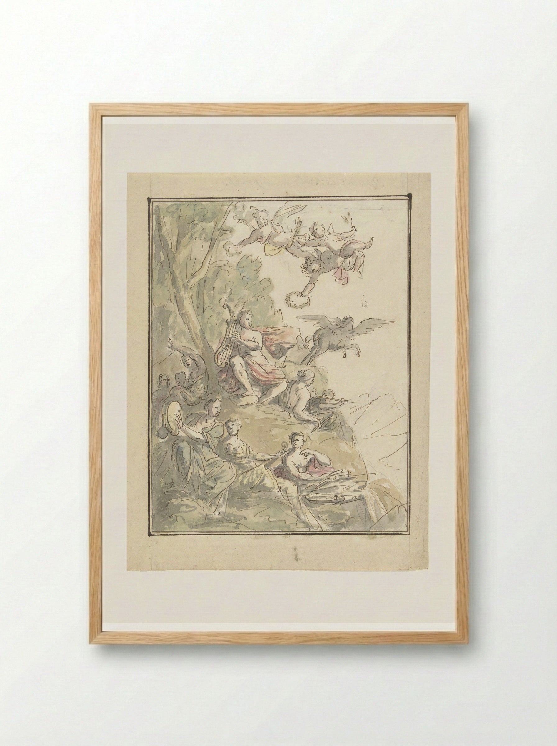 Apollo and the Muses on Mount Parnassus - Elias van Nijmegen - Framed Print Wood