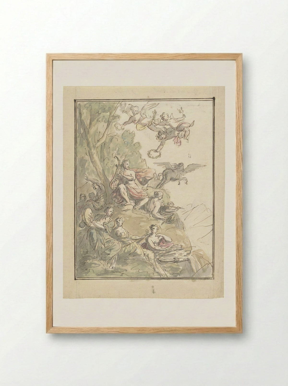 Apollo and the Muses on Mount Parnassus - Elias van Nijmegen - Framed Print Wood