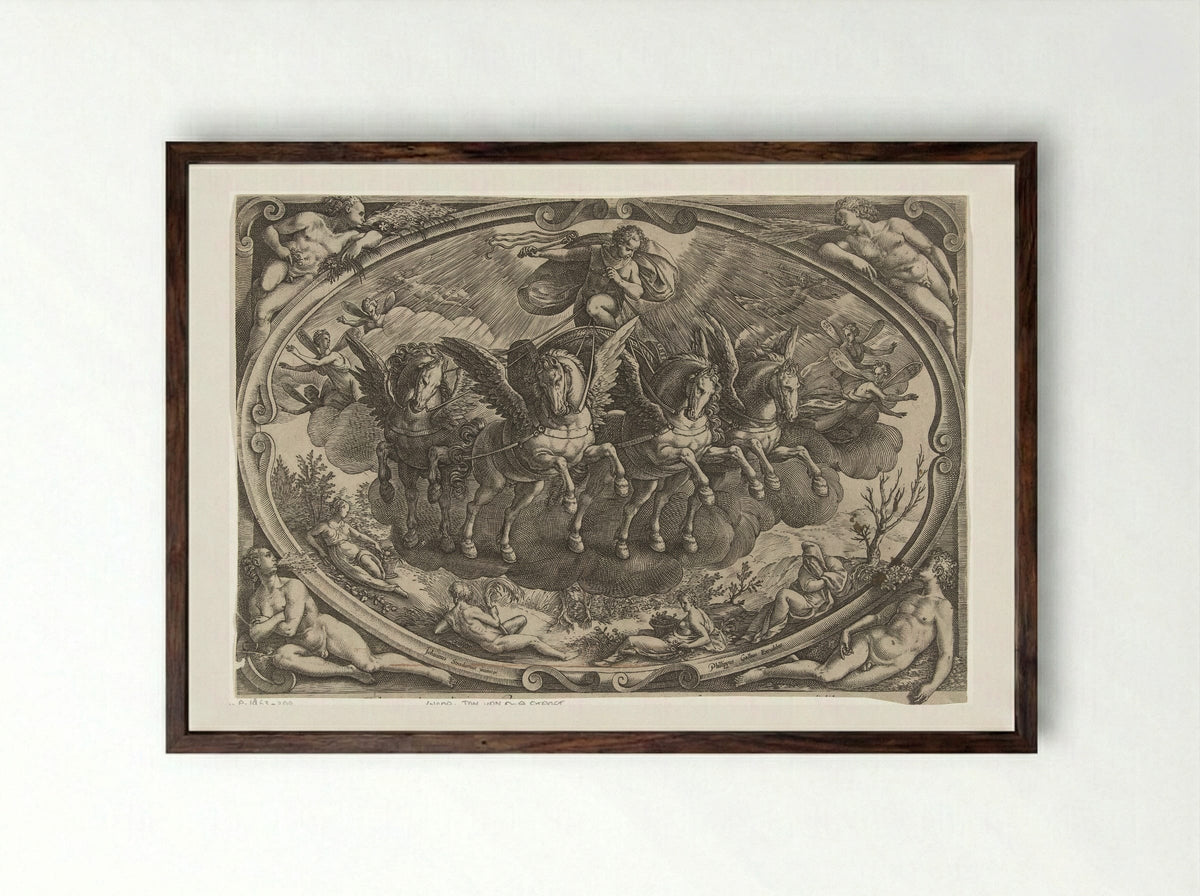 Apollo in the Sun Chariot - Philips Galle - Framed Print Dark Wood