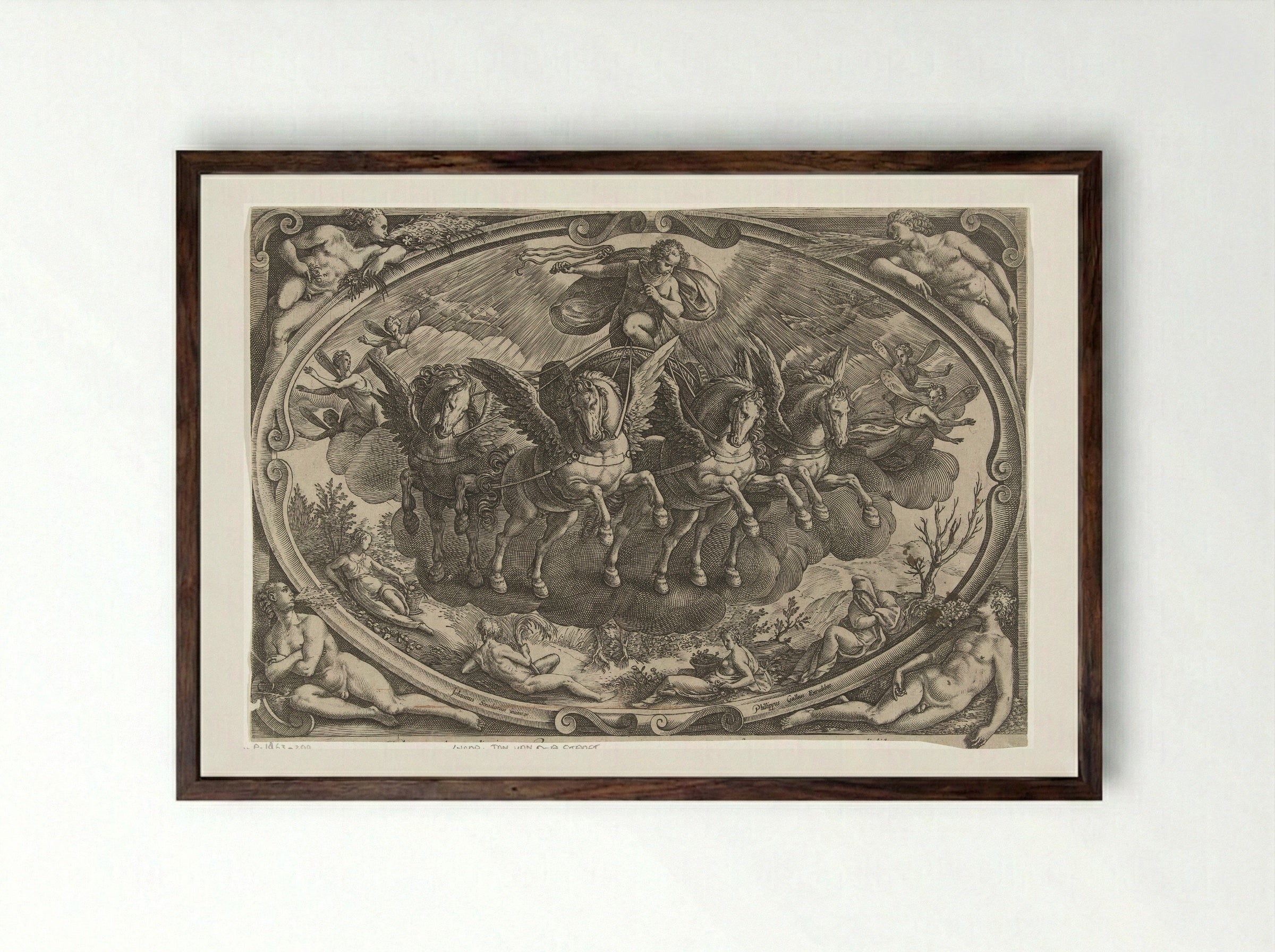 Apollo in the Sun Chariot - Philips Galle - Framed Print Dark Wood