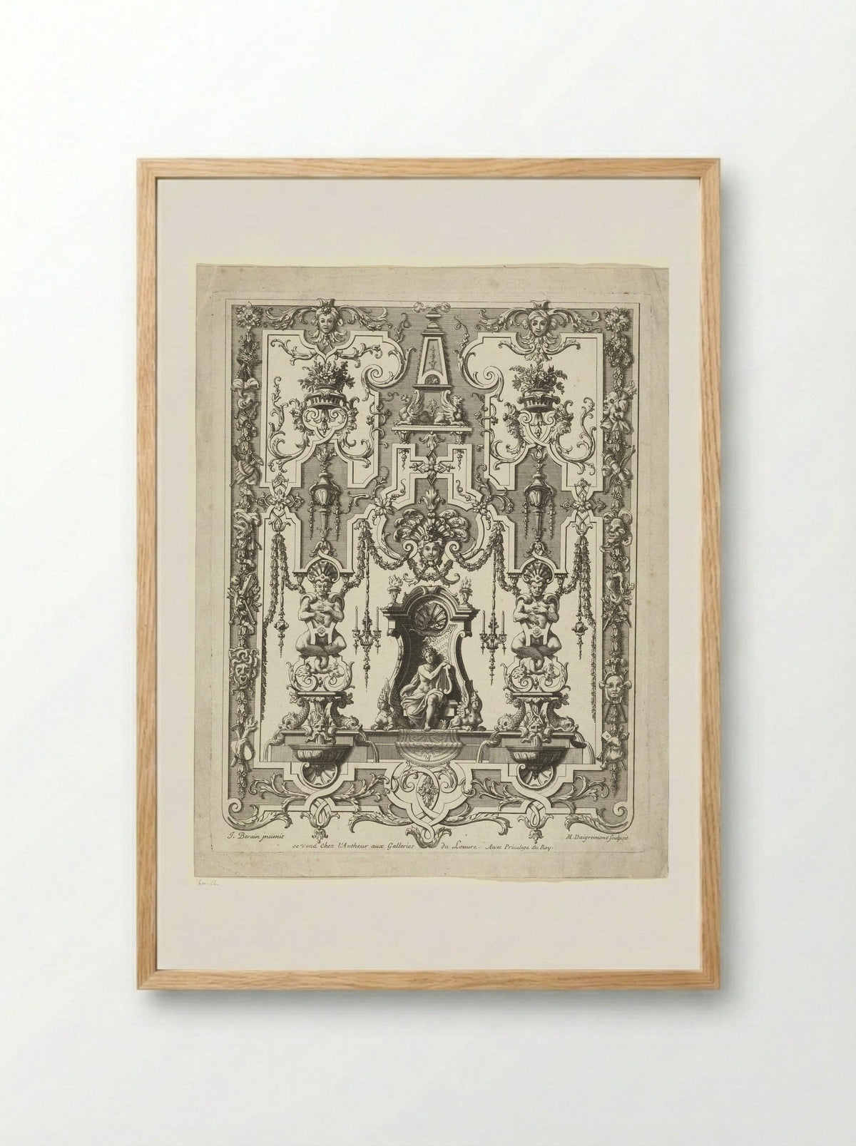 Apollo on a Throne - Jean Berain (le Vieux) - Framed Print Wood