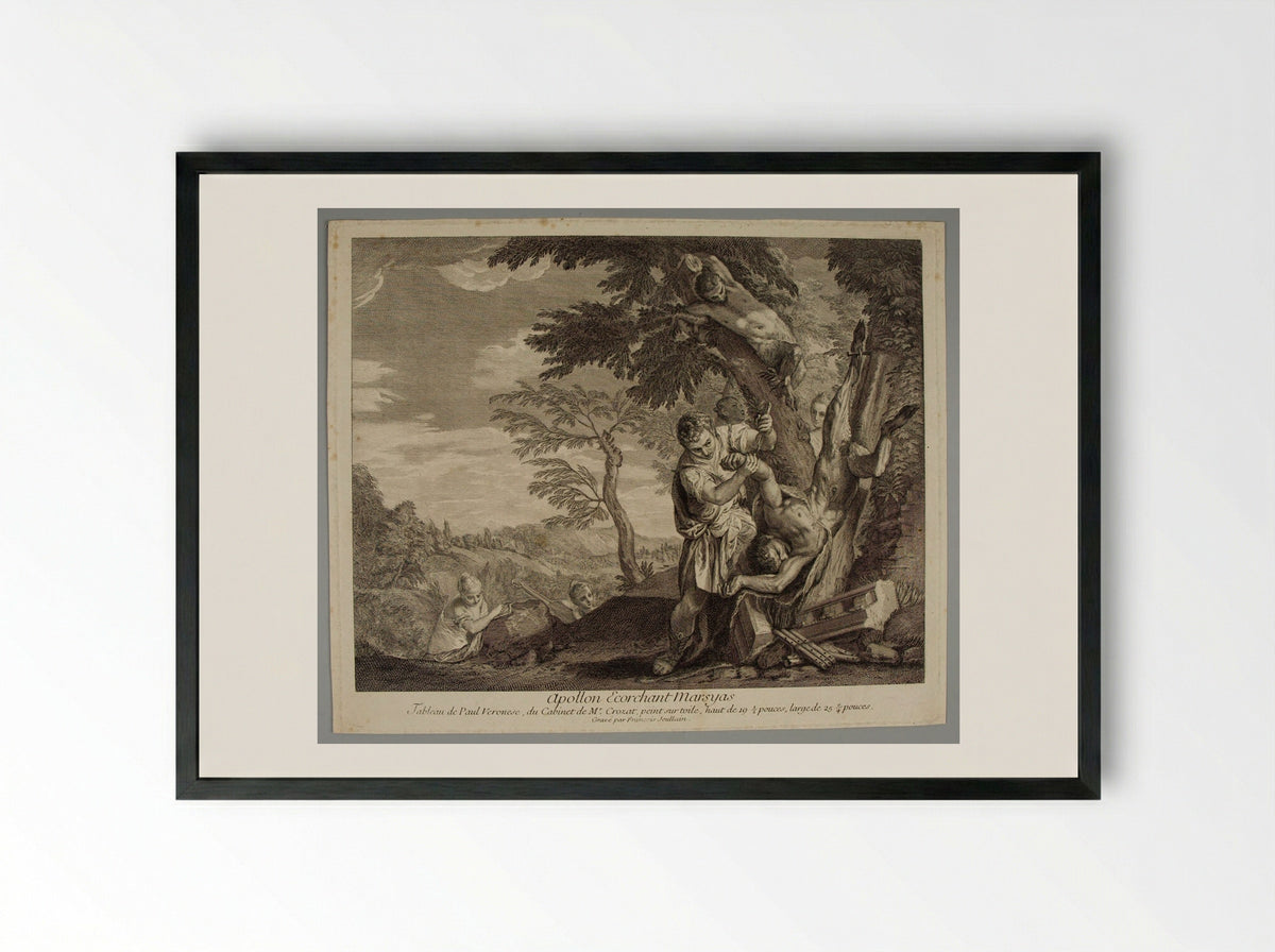 Apollon Flaying Marsyas - François Joullain - Framed Print Black