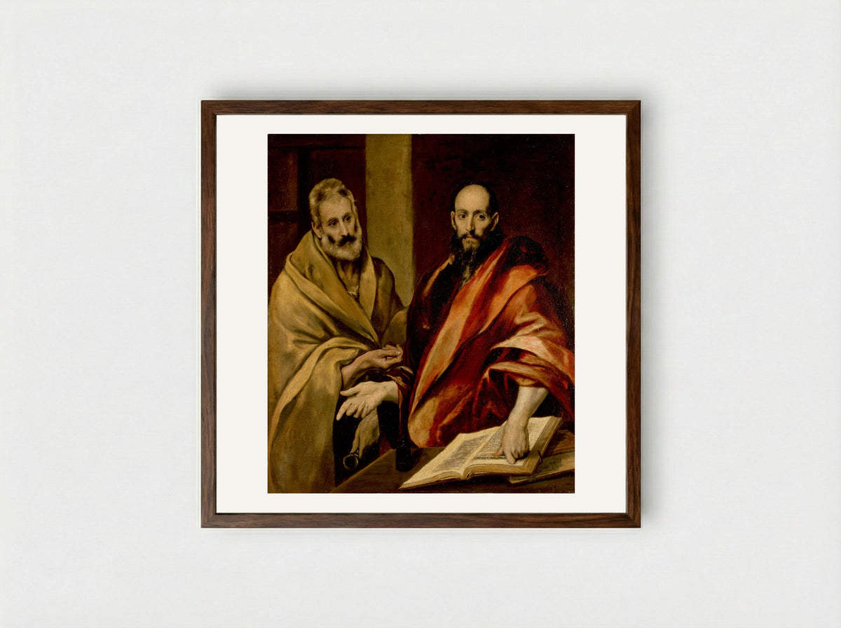 Apostles Peter and Paul - El Greco - Framed Print Dark Wood