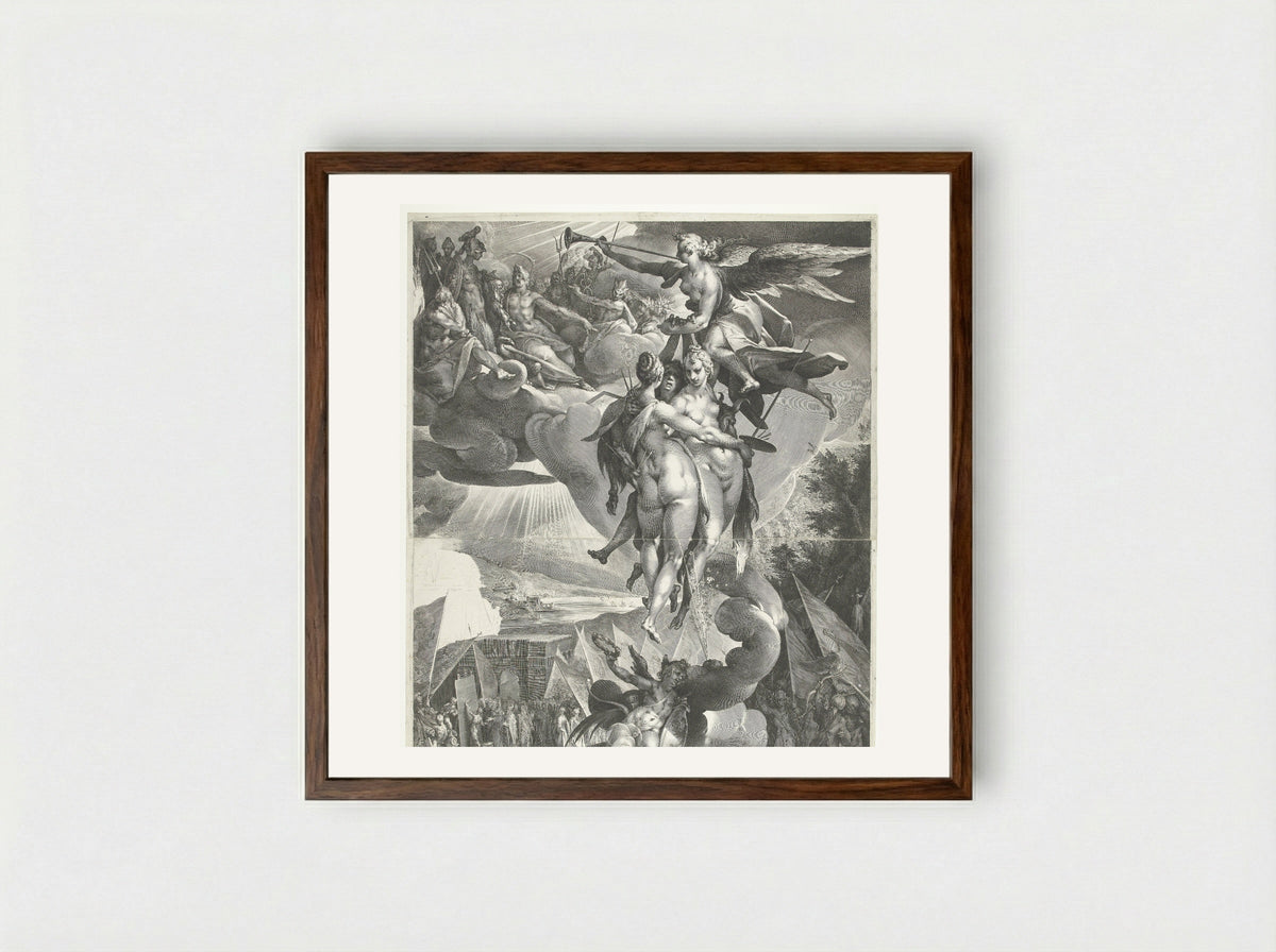 Apotheosis of the Arts - Jan Harmensz. Muller - Framed Print Dark Wood
