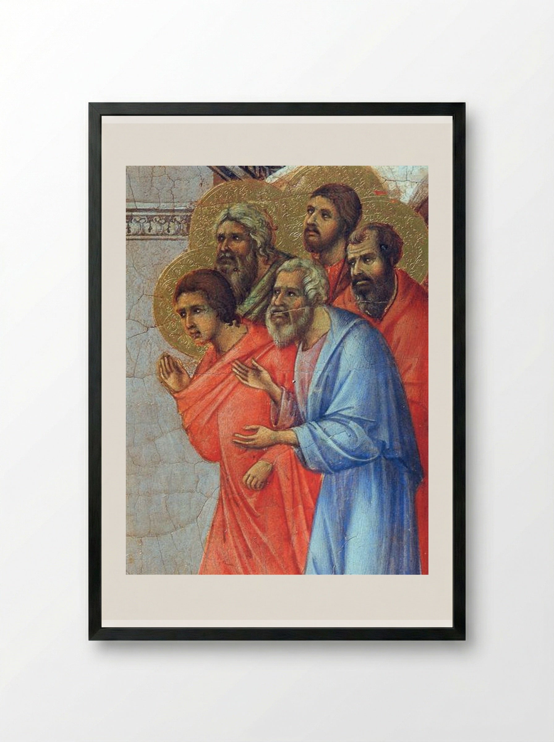 Appearance of Christ to the Apostles (Fragment) - Duccio di Buoninsegna - Framed Print Black
