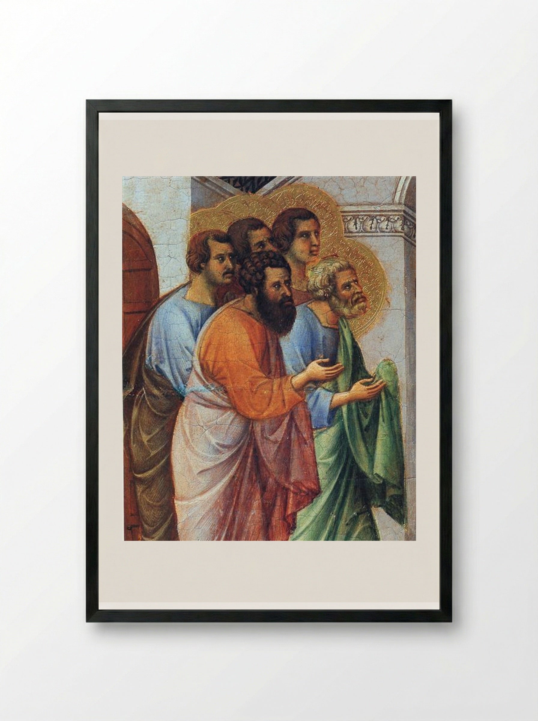 Appearance of Christ to the Apostles (Fragment) - Duccio di Buoninsegna - Framed Print Black