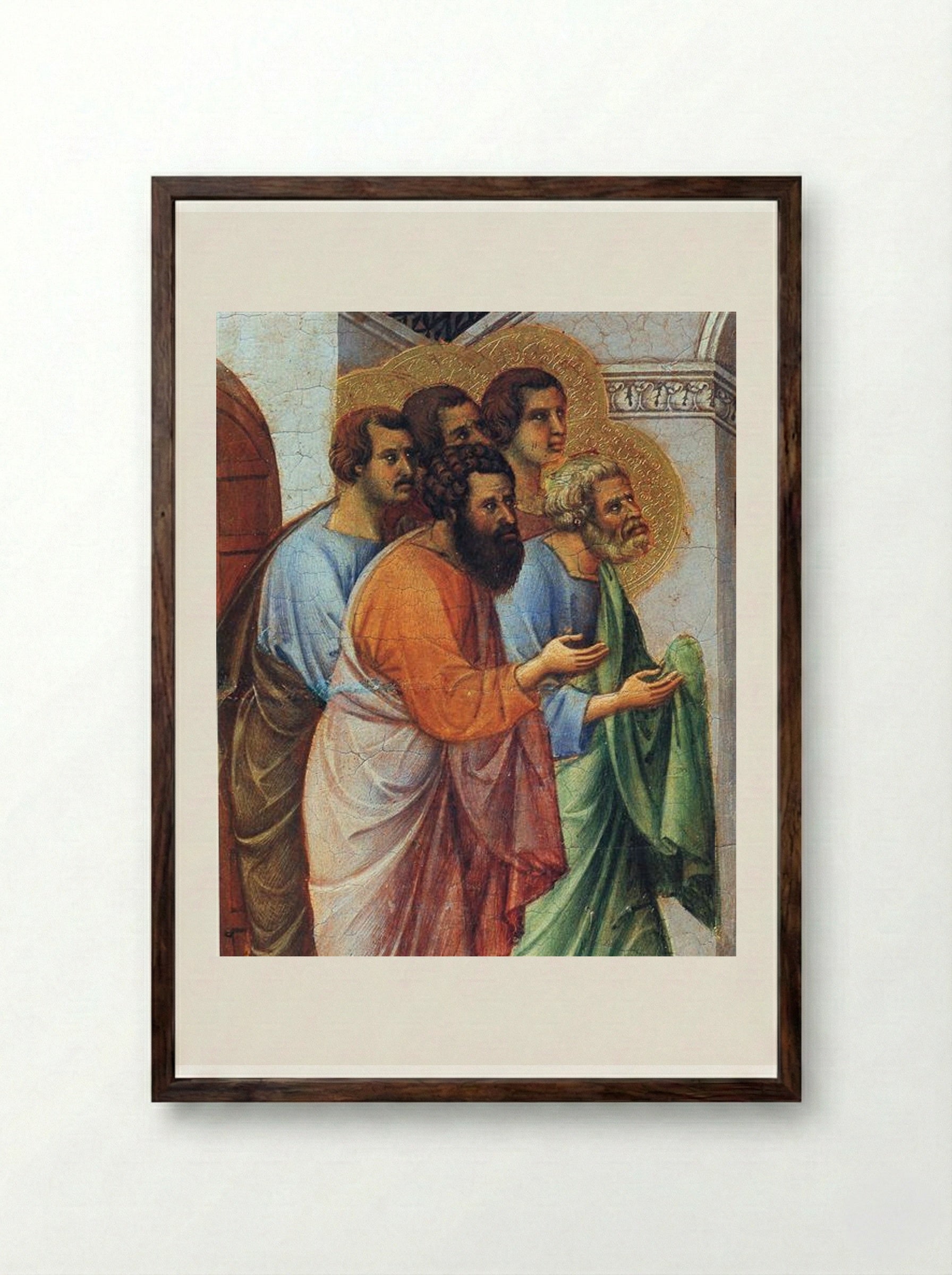 Appearance of Christ to the Apostles (Fragment) - Duccio di Buoninsegna - Framed Print Dark Wood