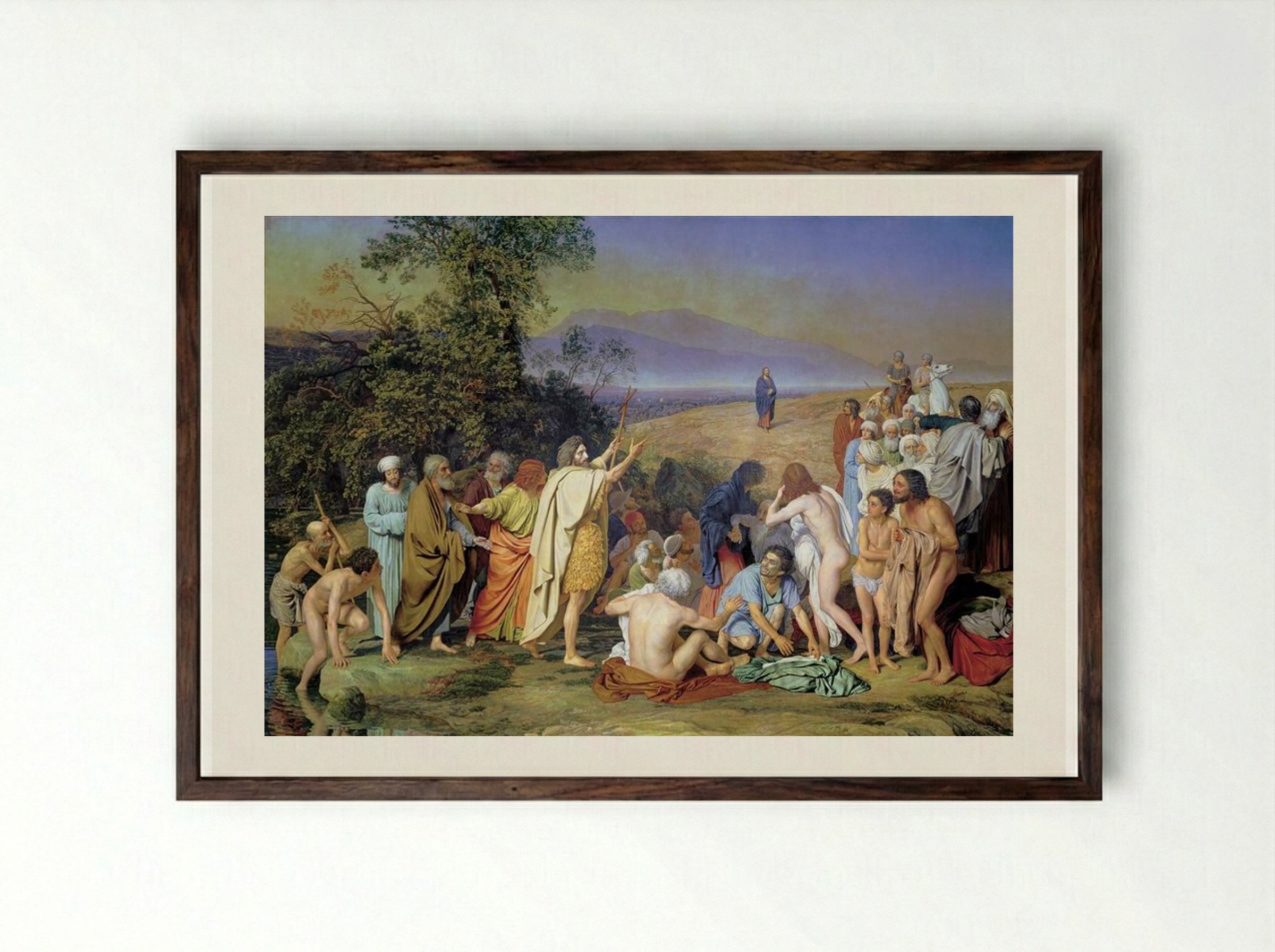Appearance of Christ to the People - Alexander Ivanov - Framed Print Dark Wood