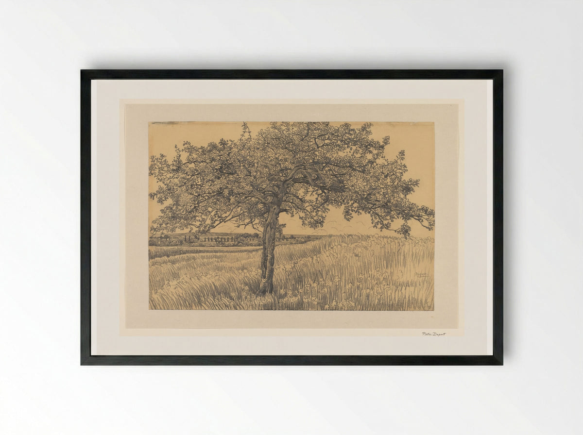 Appelboom in landschap - Pieter Dupont - Framed Print Black