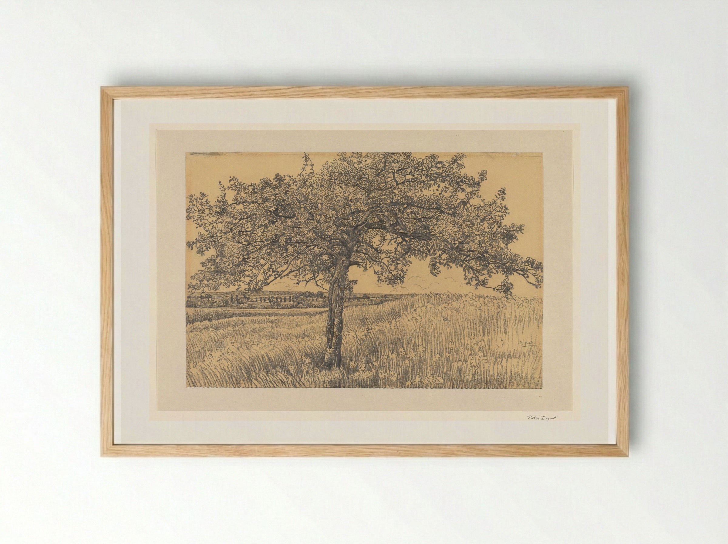 Appelboom in landschap - Pieter Dupont - Framed Print Wood