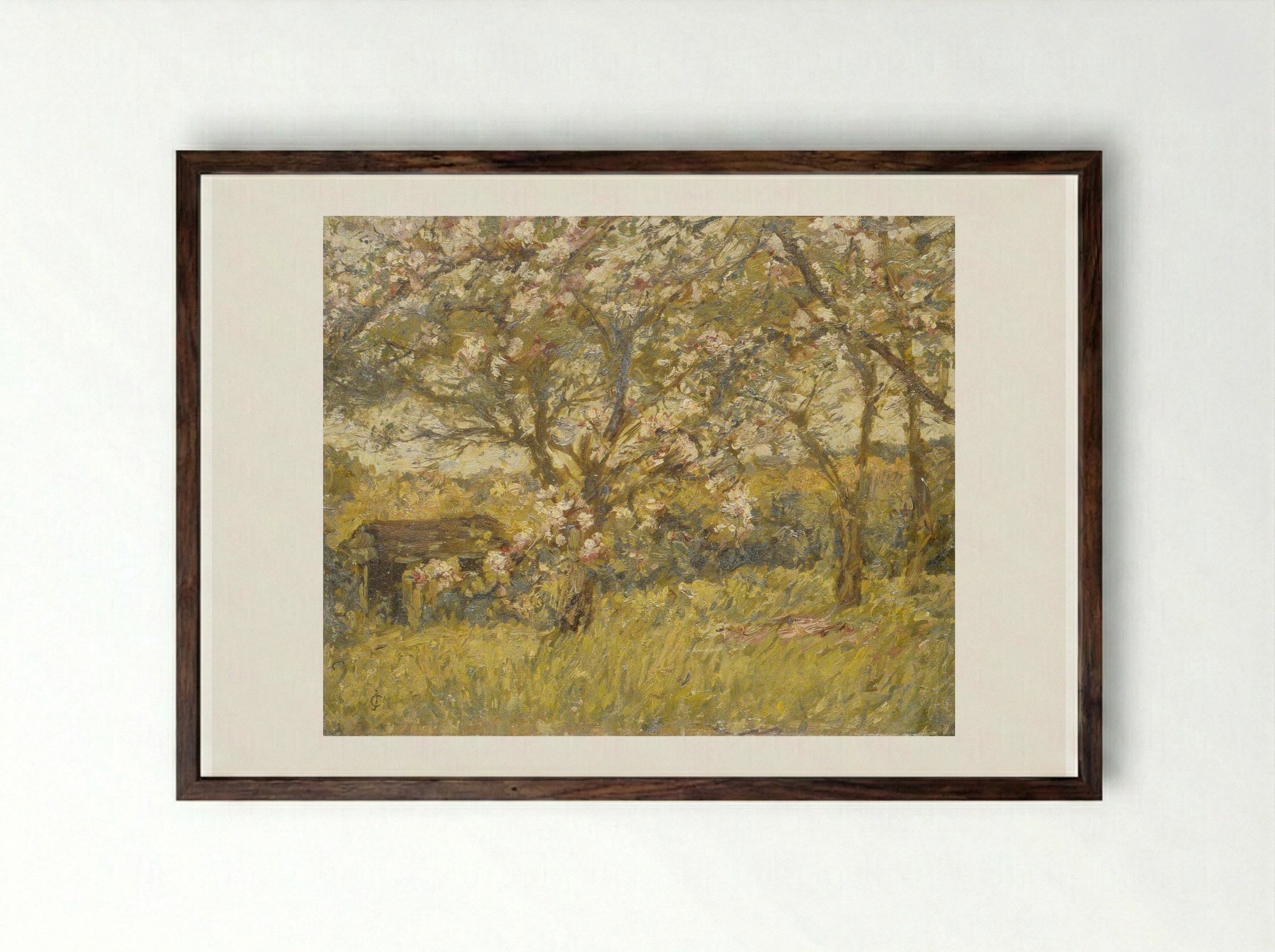 Apple Blossom - James Charles - Framed Print Dark Wood