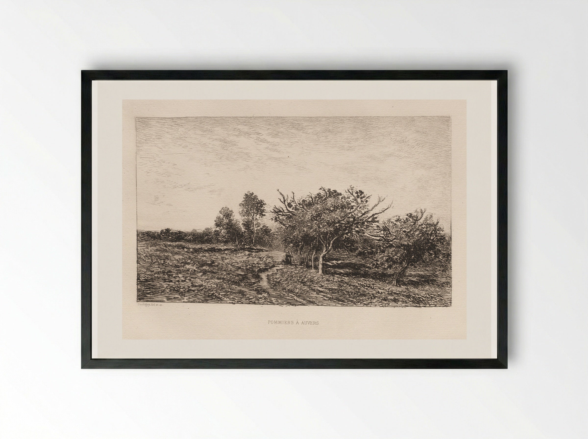 Apple Trees at Auvers - Charles-François Daubigny - Framed Print Black