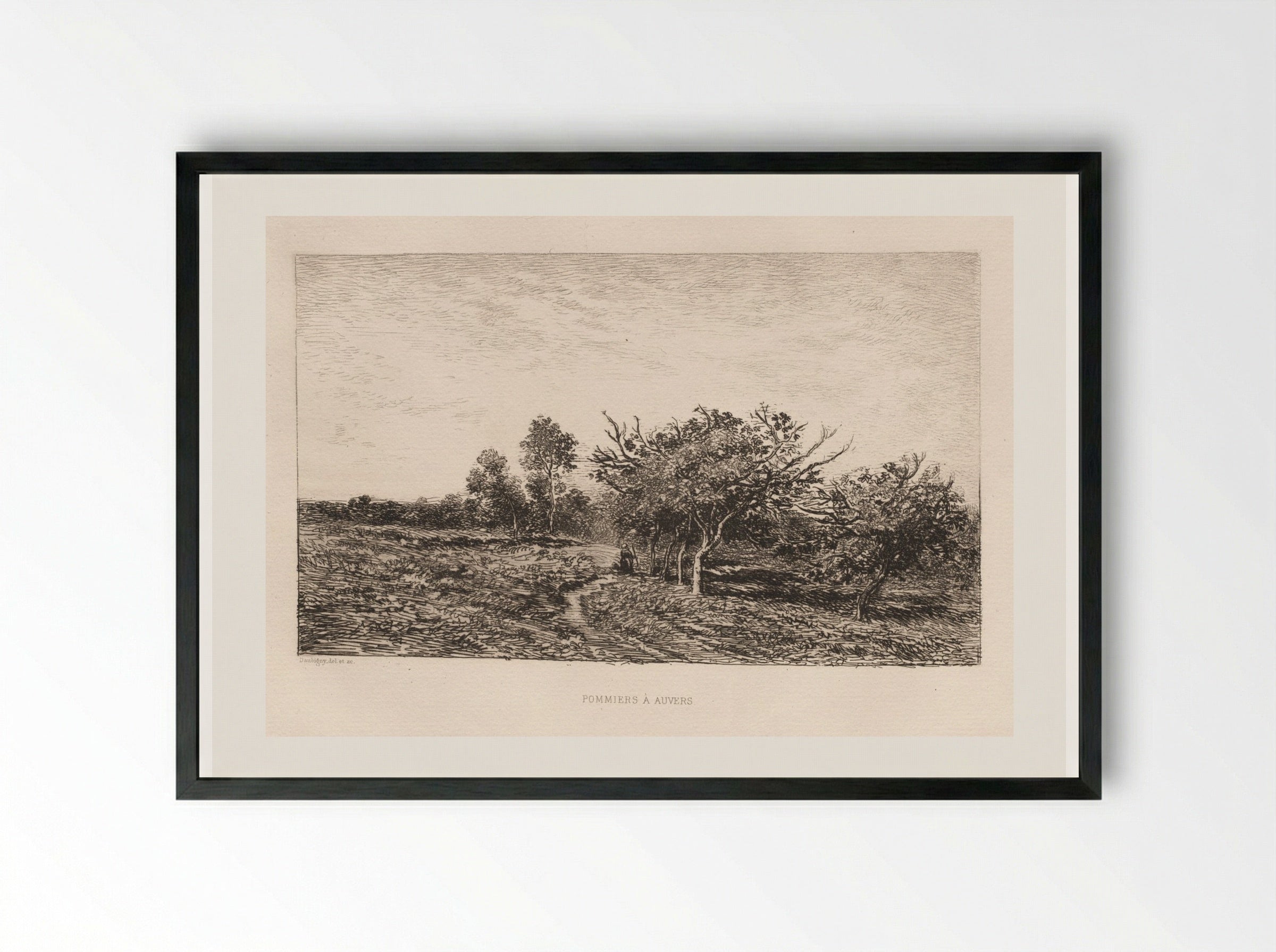 Apple Trees at Auvers - Charles François Daubigny - Framed Print Black