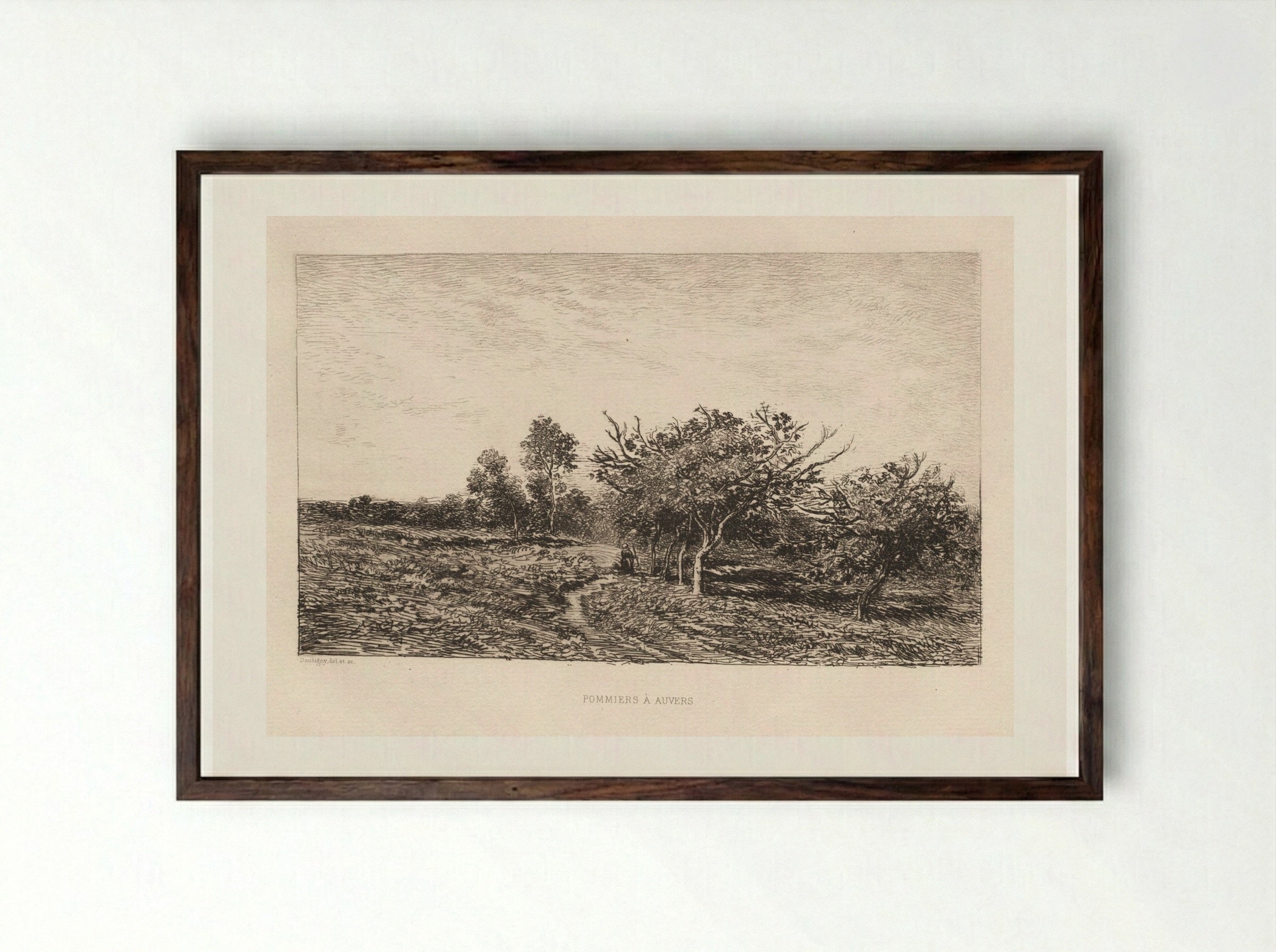 Apple Trees at Auvers - Charles François Daubigny - Framed Print Dark Wood