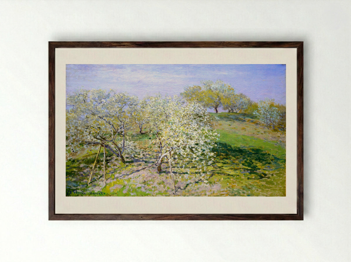 Apple Trees in Bloom - Claude Monet - Framed Print Dark Wood