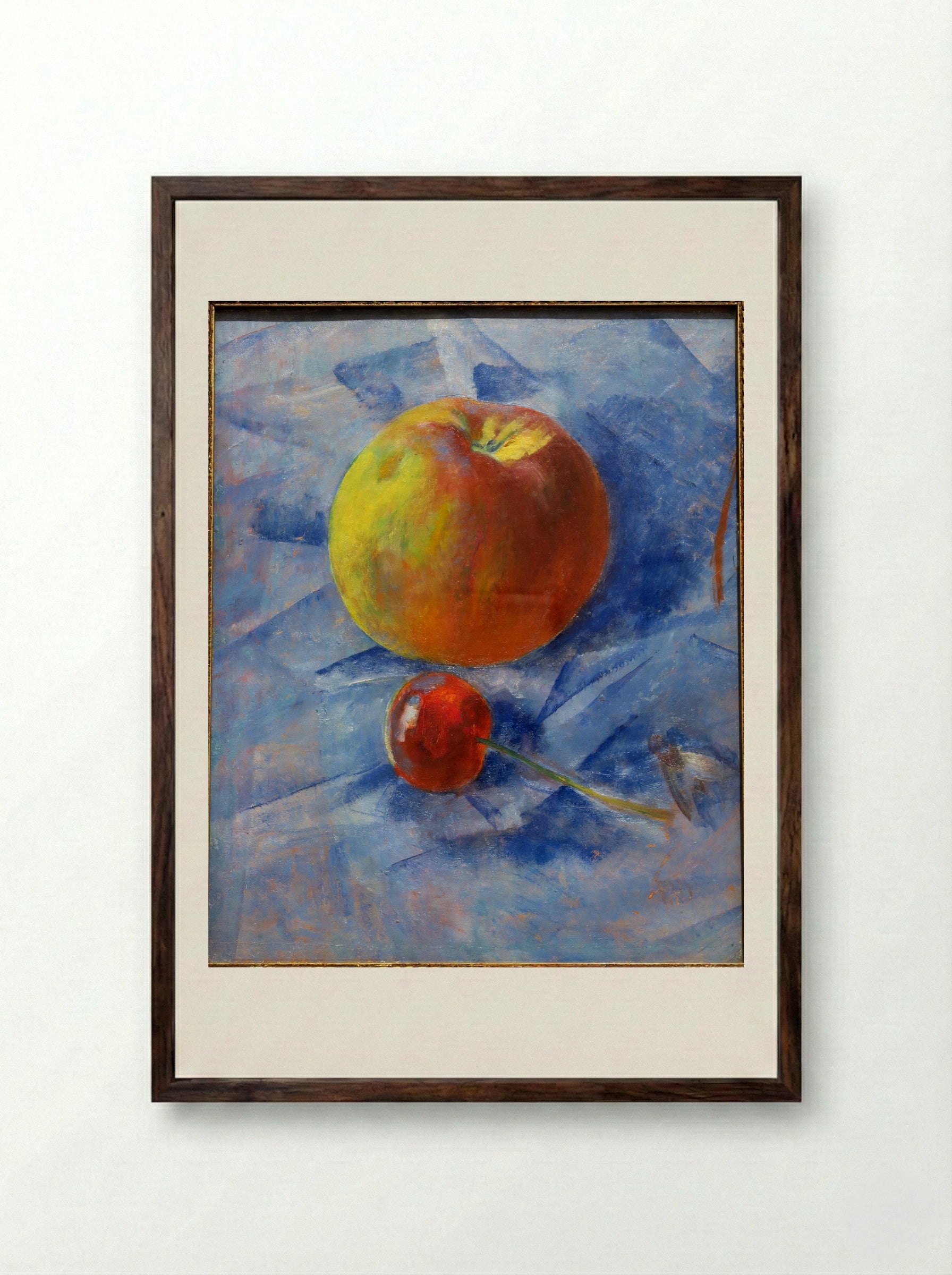 Apple and Cherry - Kuzma Petrov-Vodkin - Framed Print Dark Wood
