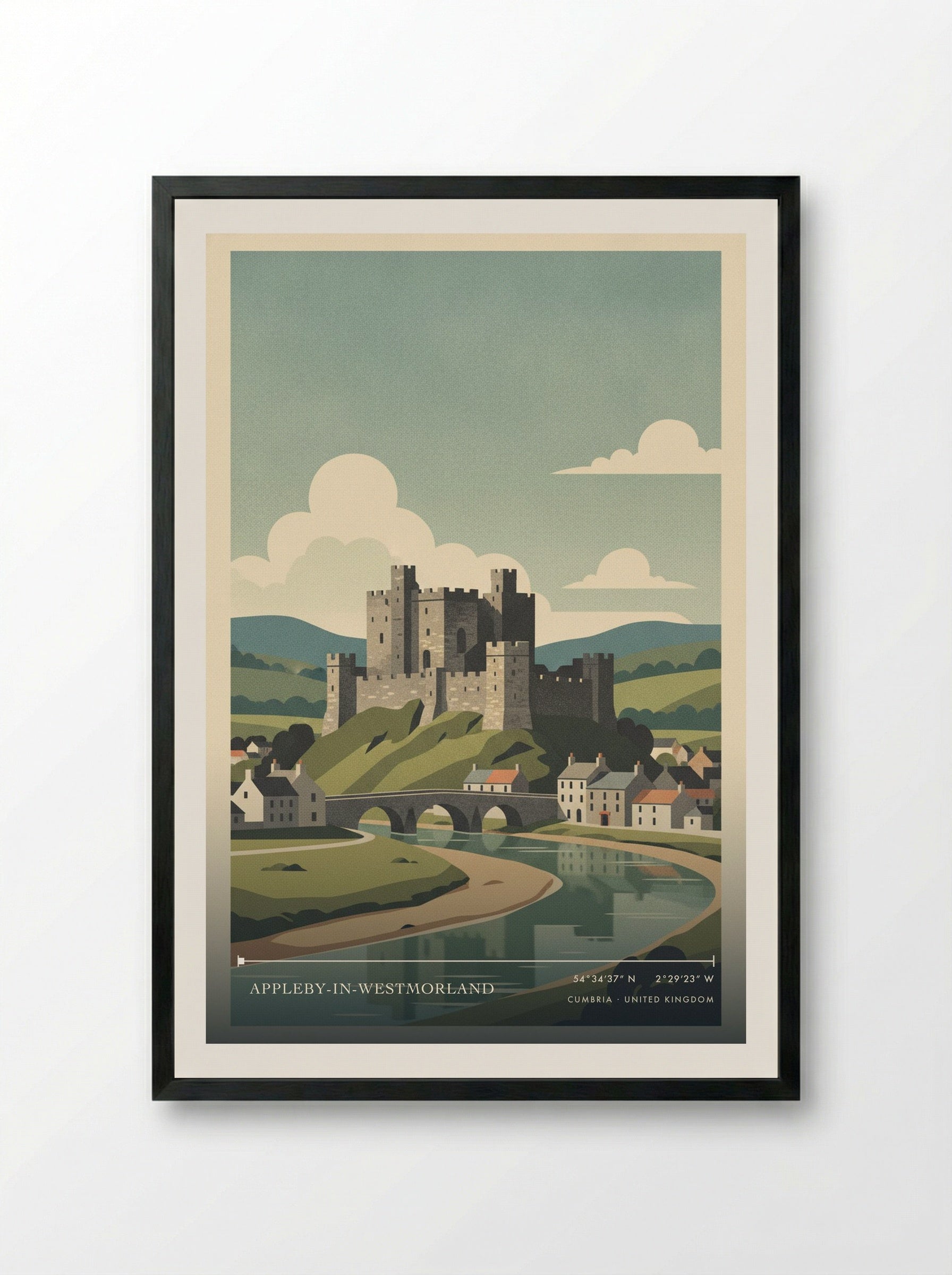 Appleby-in-Westmorland Cumbria United Kingdom Travel Poster - Framed Print Black