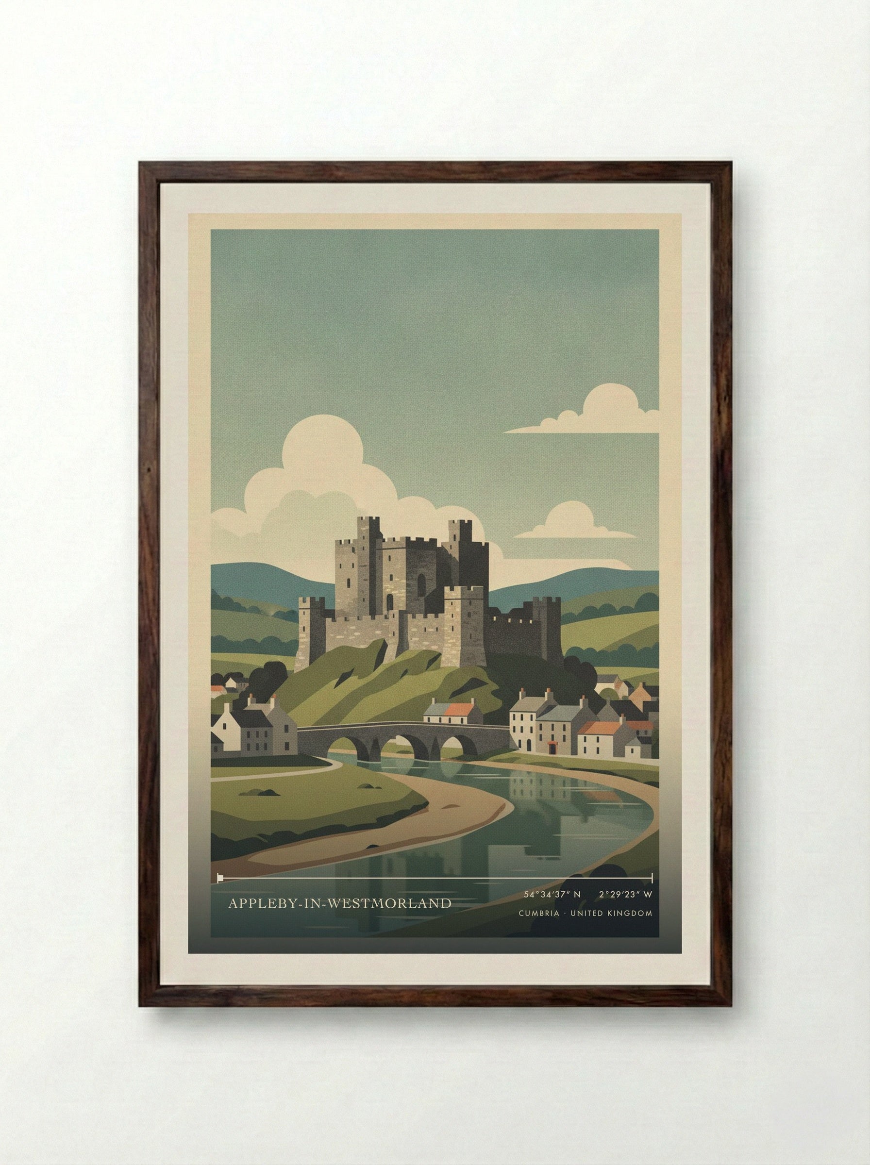Appleby-in-Westmorland Cumbria United Kingdom Travel Poster - Framed Print Dark Wood