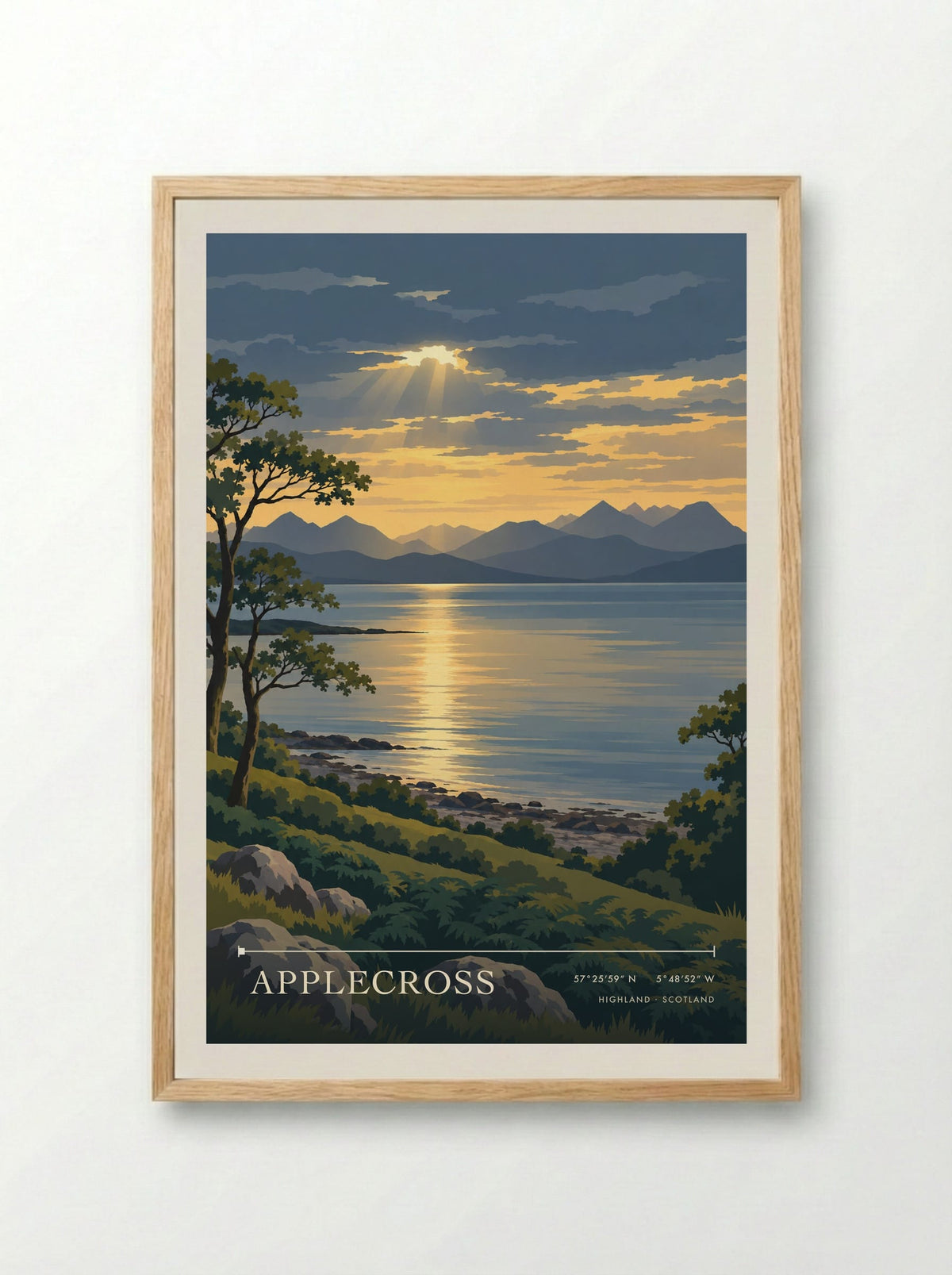 Applecross, Highland | Travel Poster - Framed Print Wood