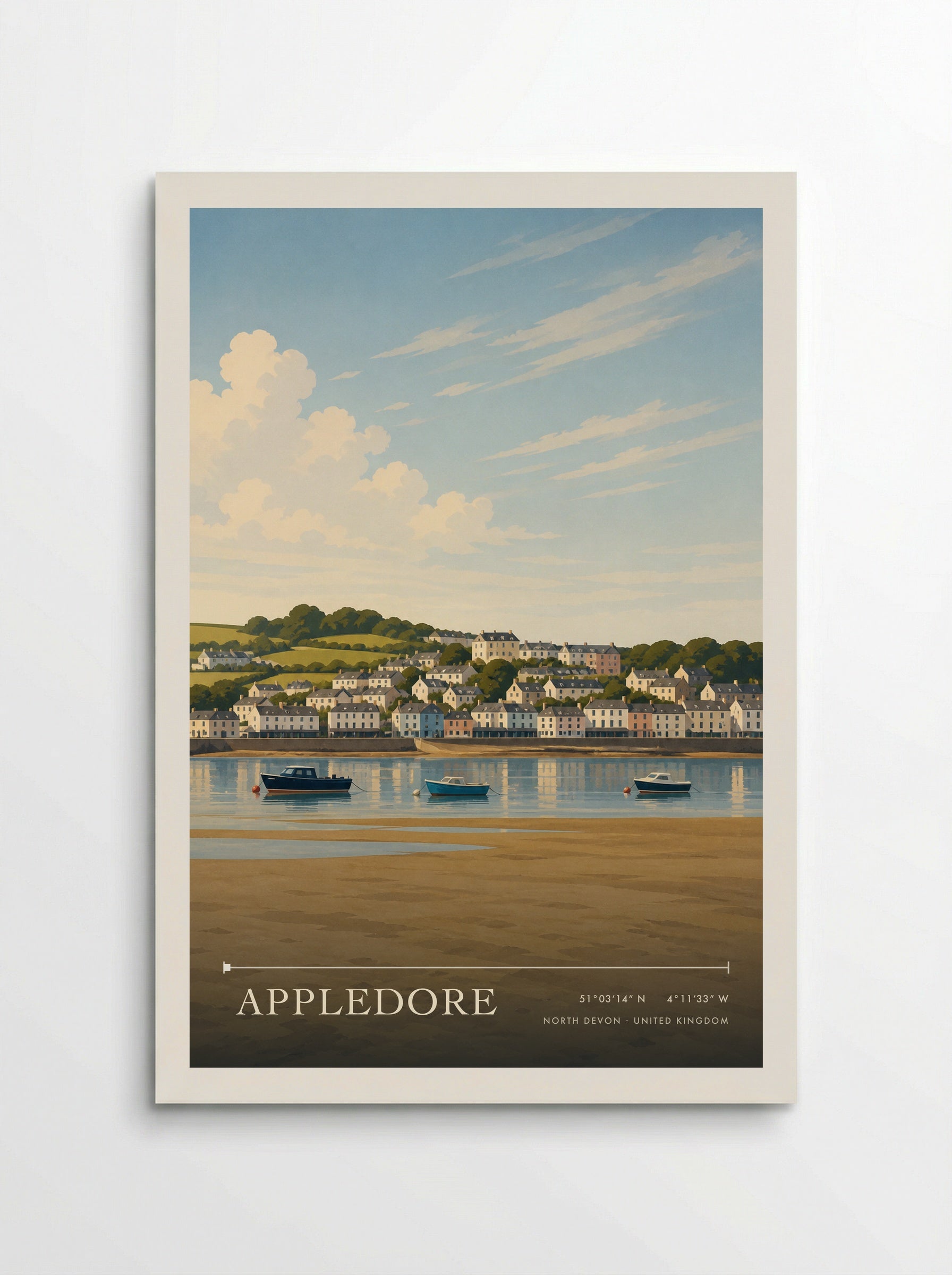 Appledore from Instow, North Devon Travel Poster - Poster