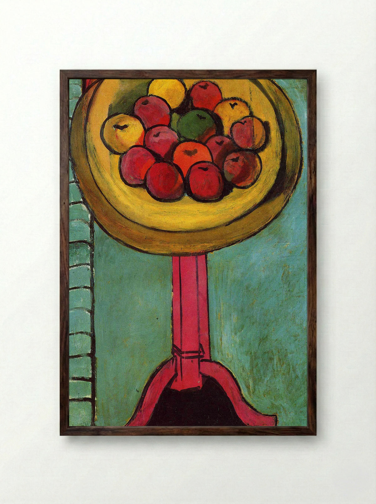 Apples on a Table, Green Background - Henri Matisse - Framed Print Dark Wood