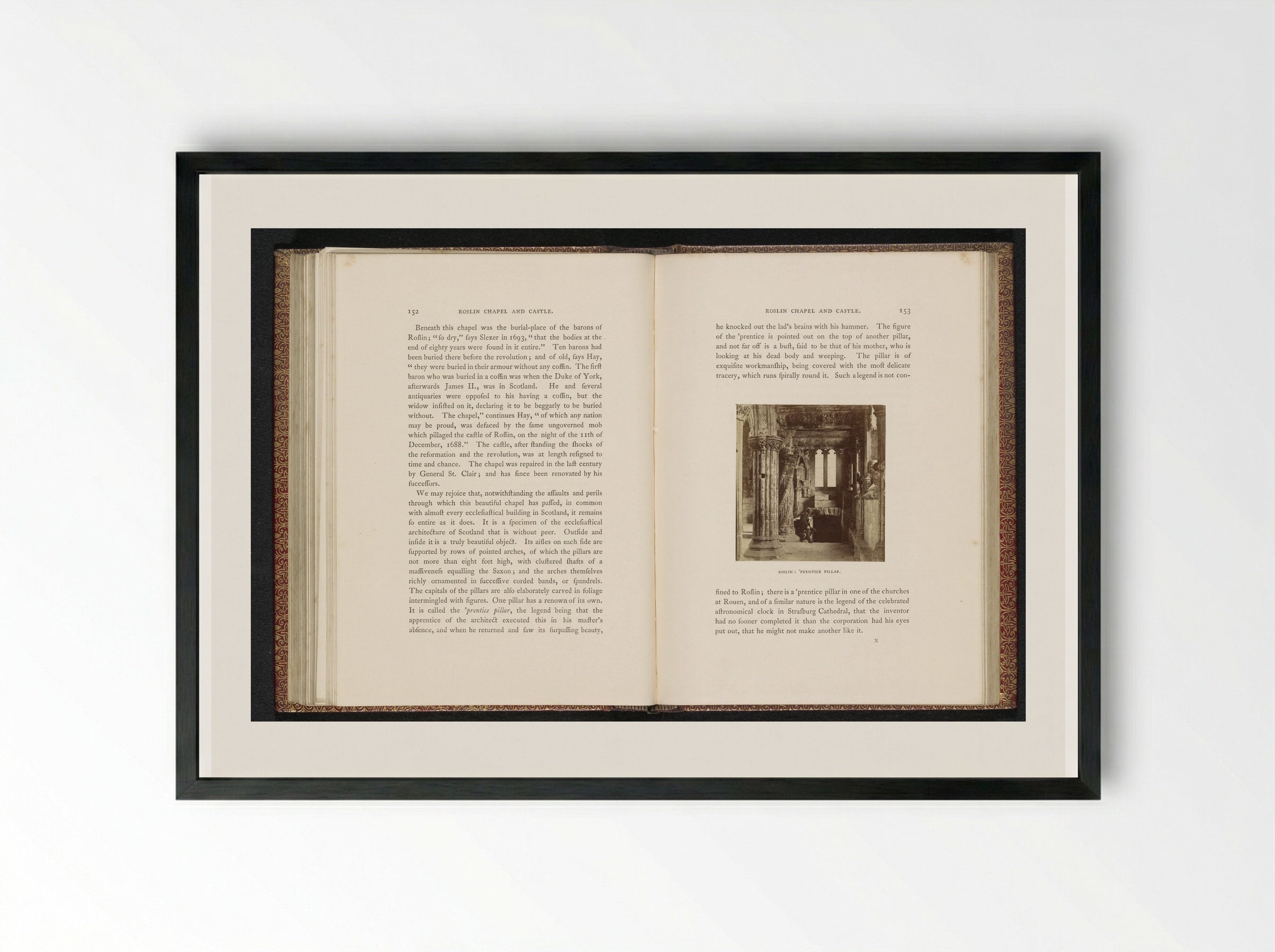 Apprentice Pillar in Rosslyn Chapel - George Washington Wilson - Framed Print Black