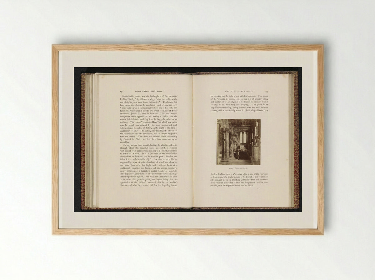 Apprentice Pillar in Rosslyn Chapel - George Washington Wilson - Framed Print Wood