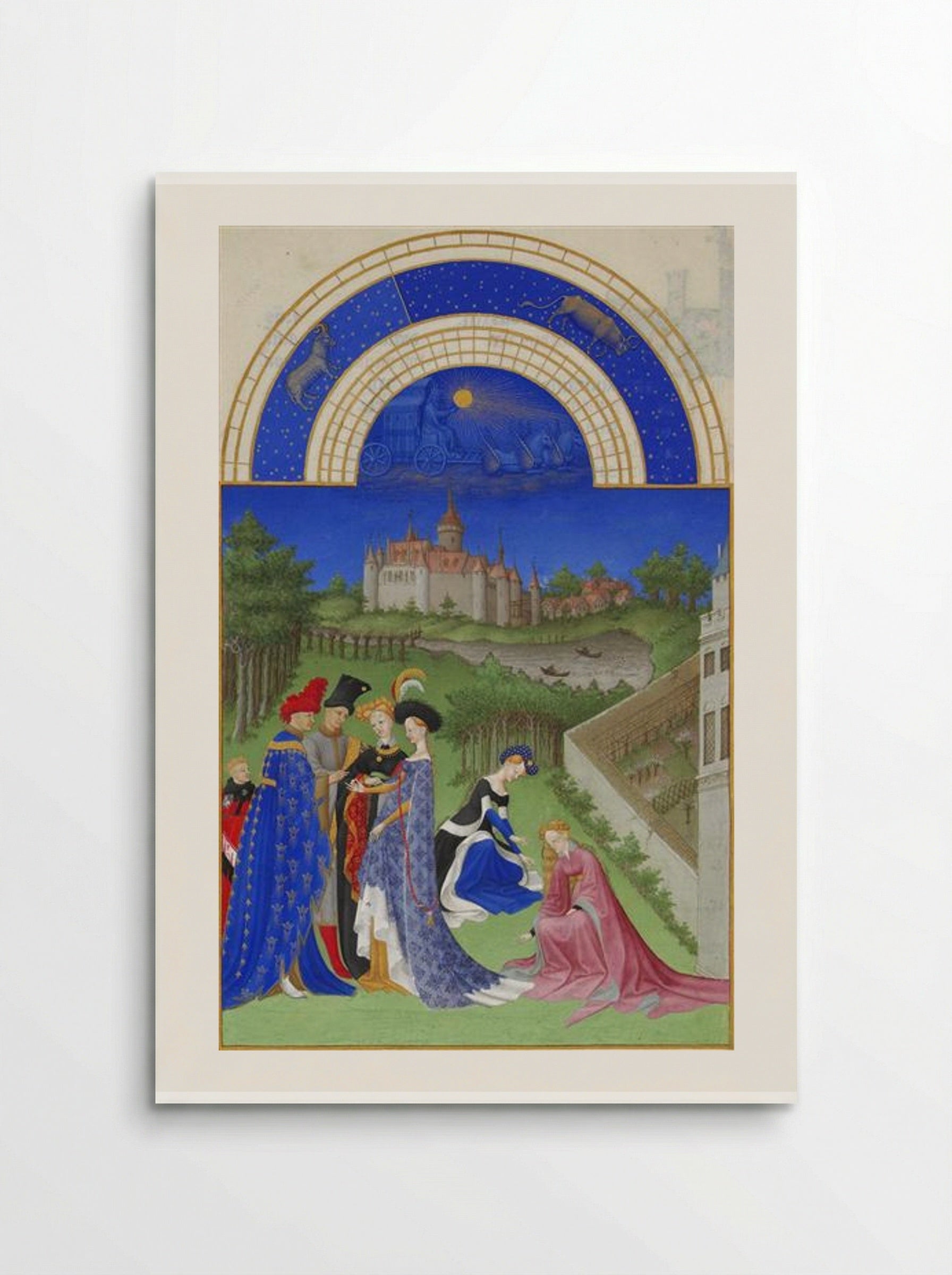 April: Courtly Figures in the Castle Grounds - Limbourg brothers - Poster