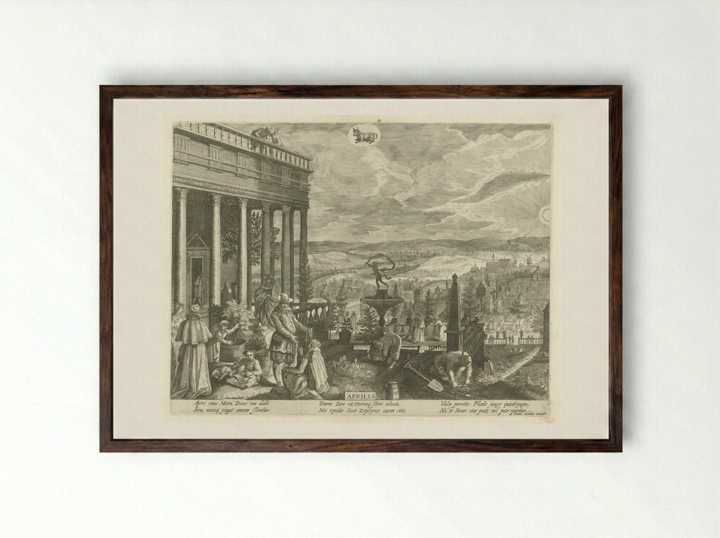 April - Aegidius Sadeler (II) - Framed Print Dark Wood