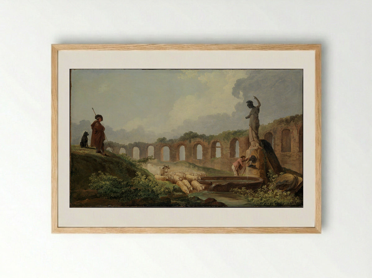 Aqueduct in Ruins - Hubert Robert - Framed Print Wood