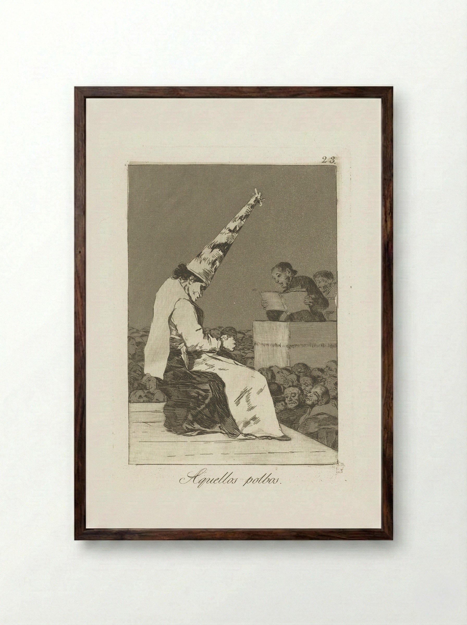 Aquellos polbos - Francisco de Goya - Framed Print Dark Wood