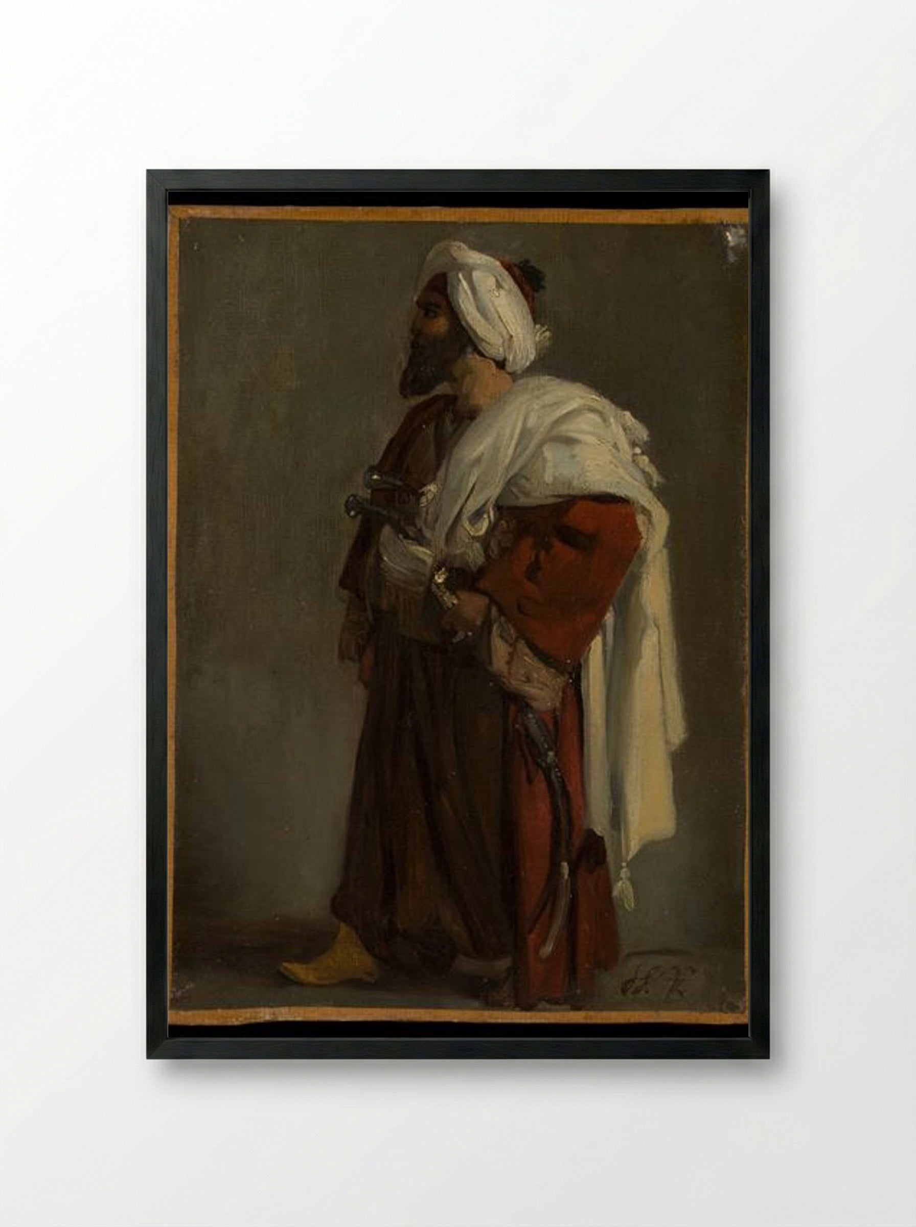 Arab Warrior - Horace Vernet - Framed Print Black