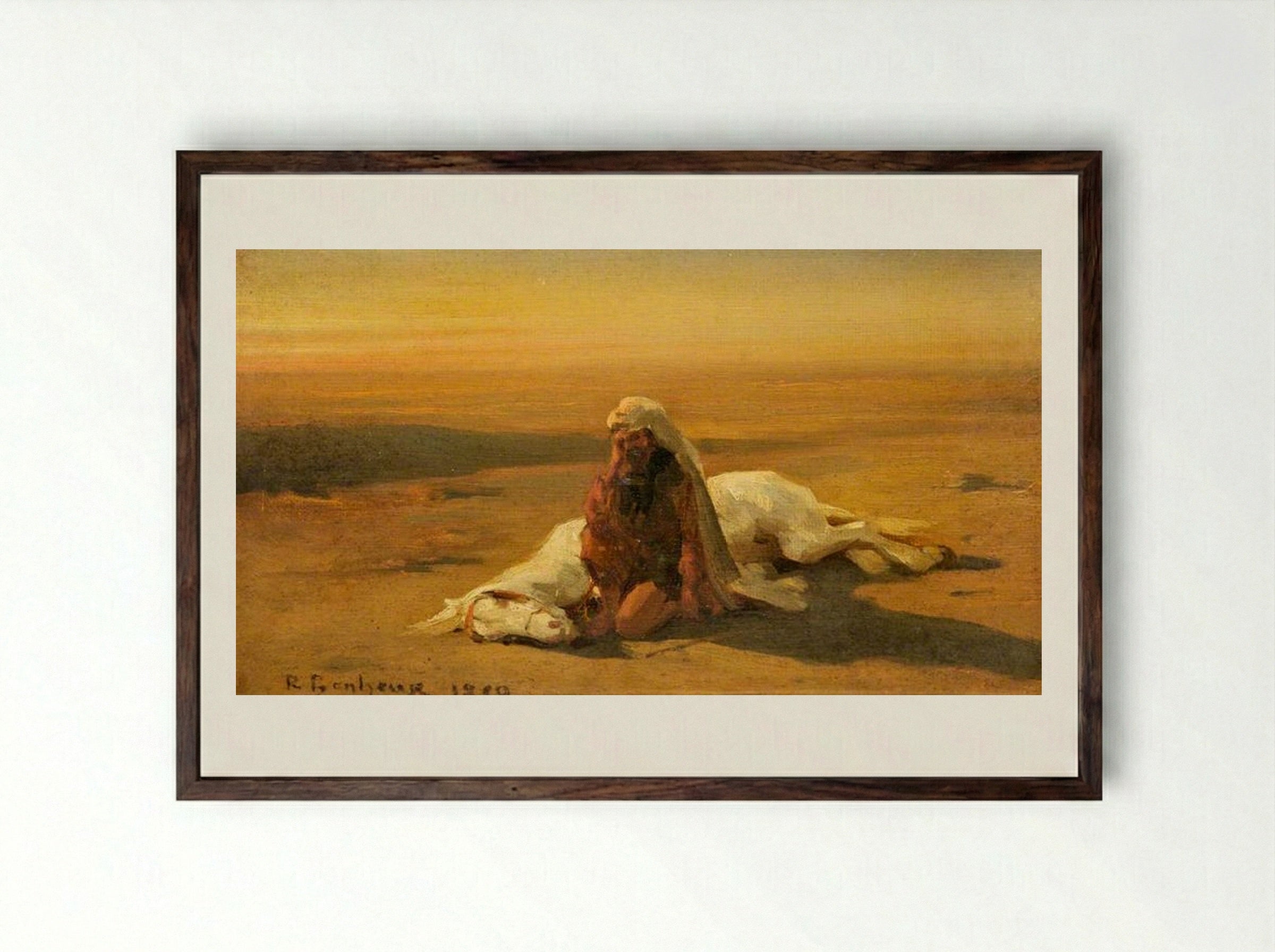 Arab and a Dead Horse - Rosa Bonheur - Framed Print Dark Wood