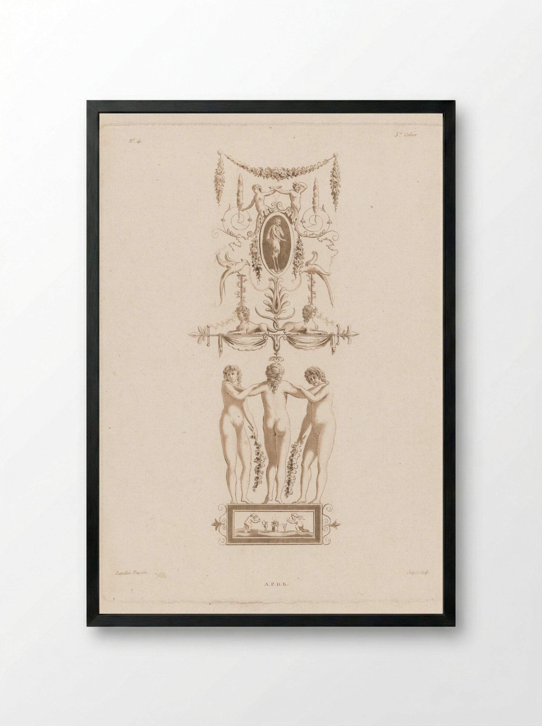 Arabesken en drie vrouwen - Laurent Guyot - Framed Print Black