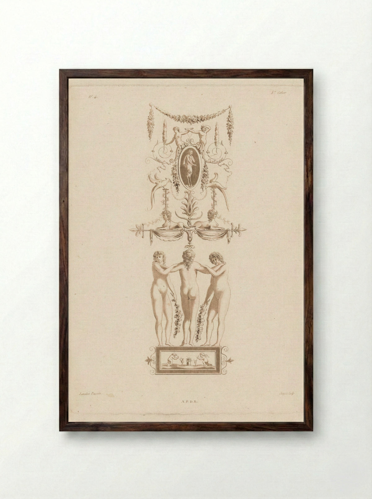 Arabesken en drie vrouwen - Laurent Guyot - Framed Print Dark Wood