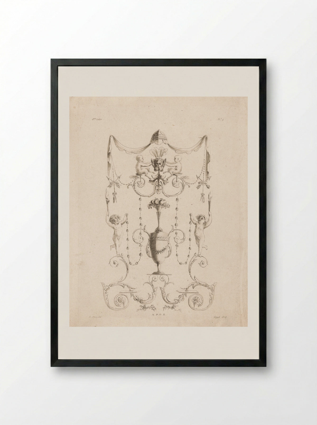 Arabesken met putti - Laurent Guyot - Framed Print Black