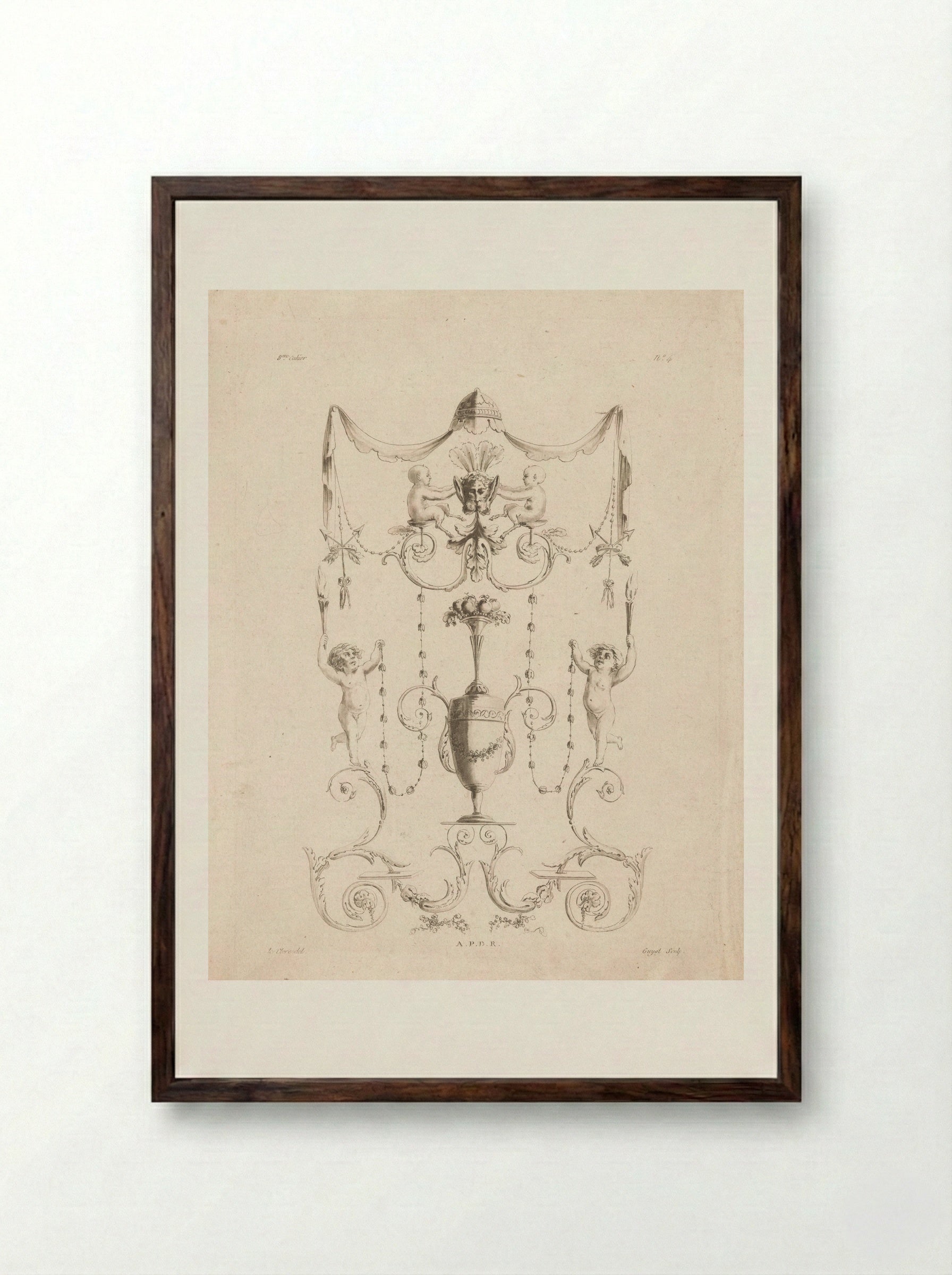 Arabesken met putti - Laurent Guyot - Framed Print Dark Wood