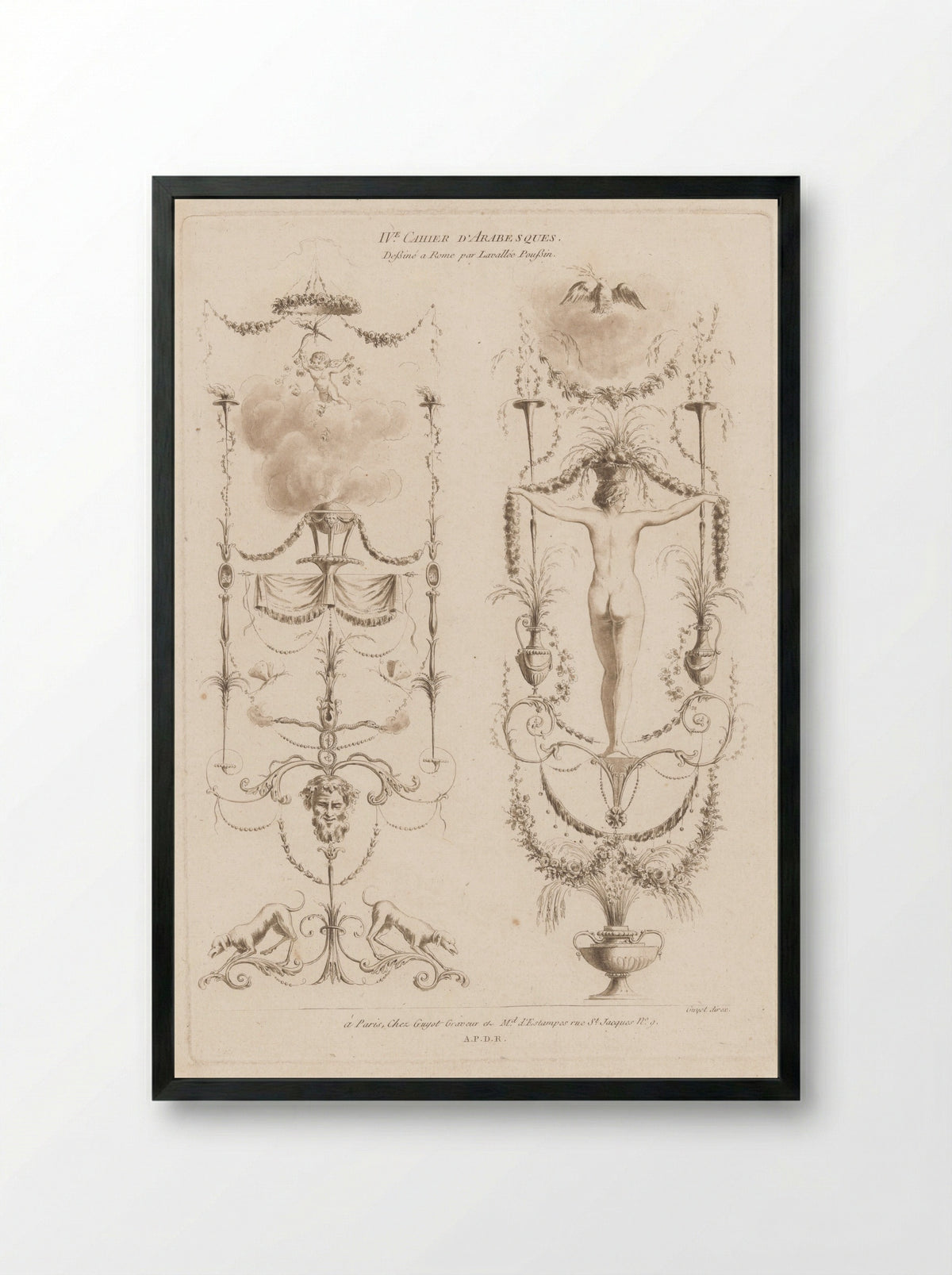 Arabesken met rookvat en vrouw - Laurent Guyot - Framed Print Black