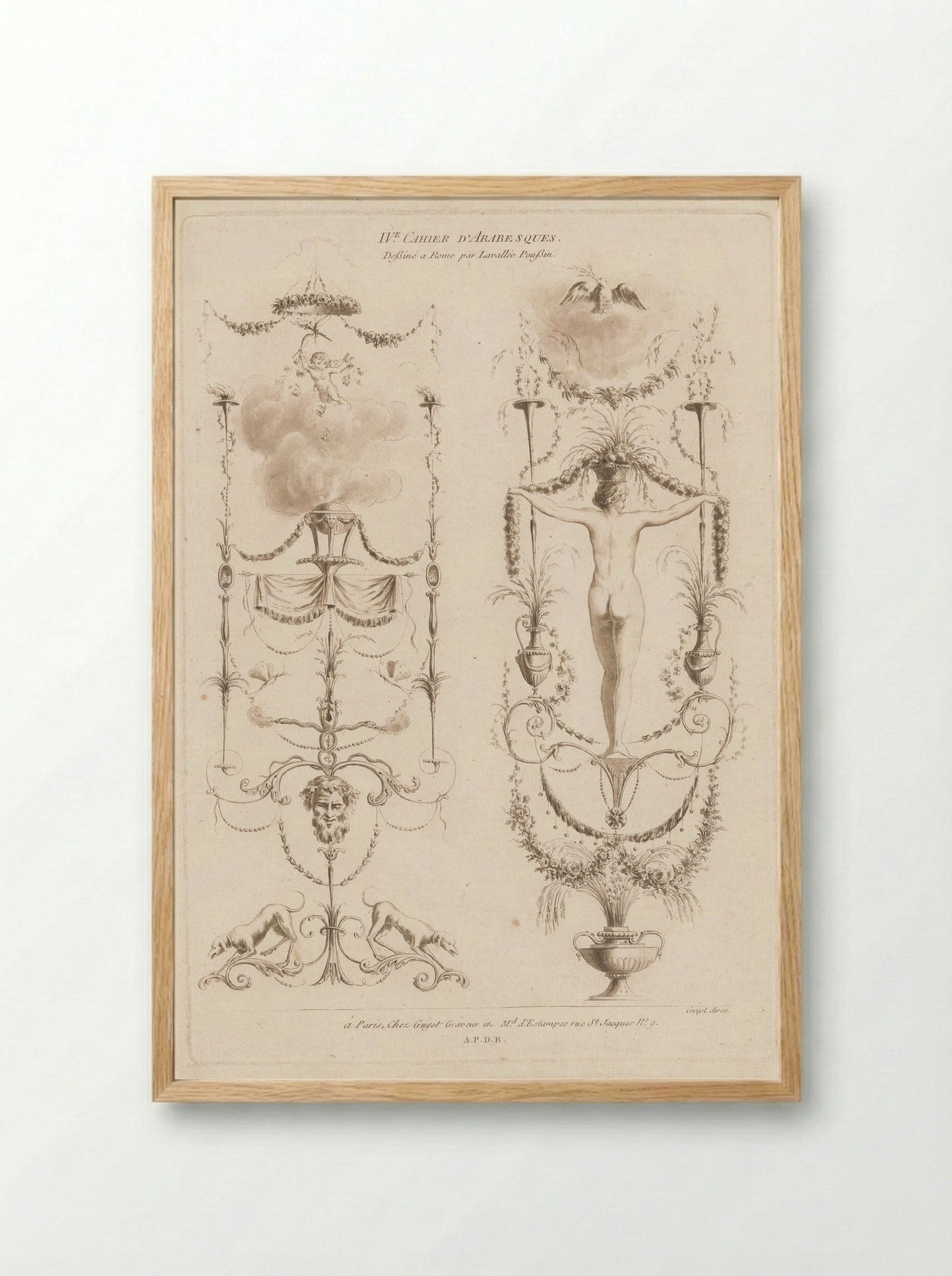 Arabesken met rookvat en vrouw - Laurent Guyot - Framed Print Wood
