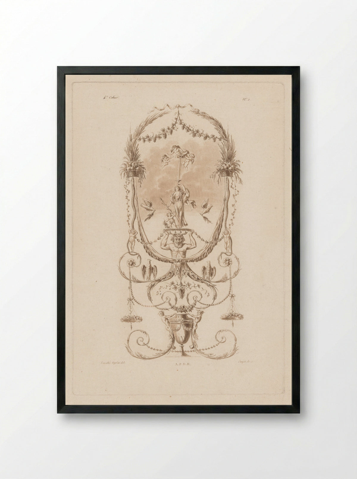 Arabesken met vrouw met kelk - Laurent Guyot - Framed Print Black